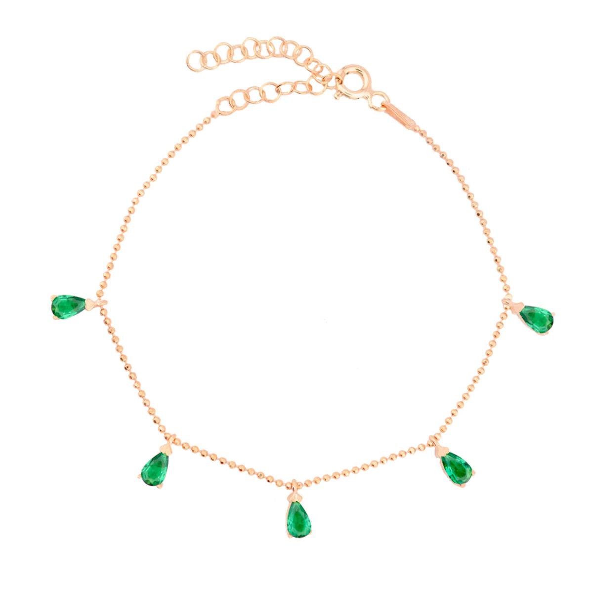 925 Ayar Gümüş Zümrüt Damla Taşlı Shakira Gümüş Bileklik