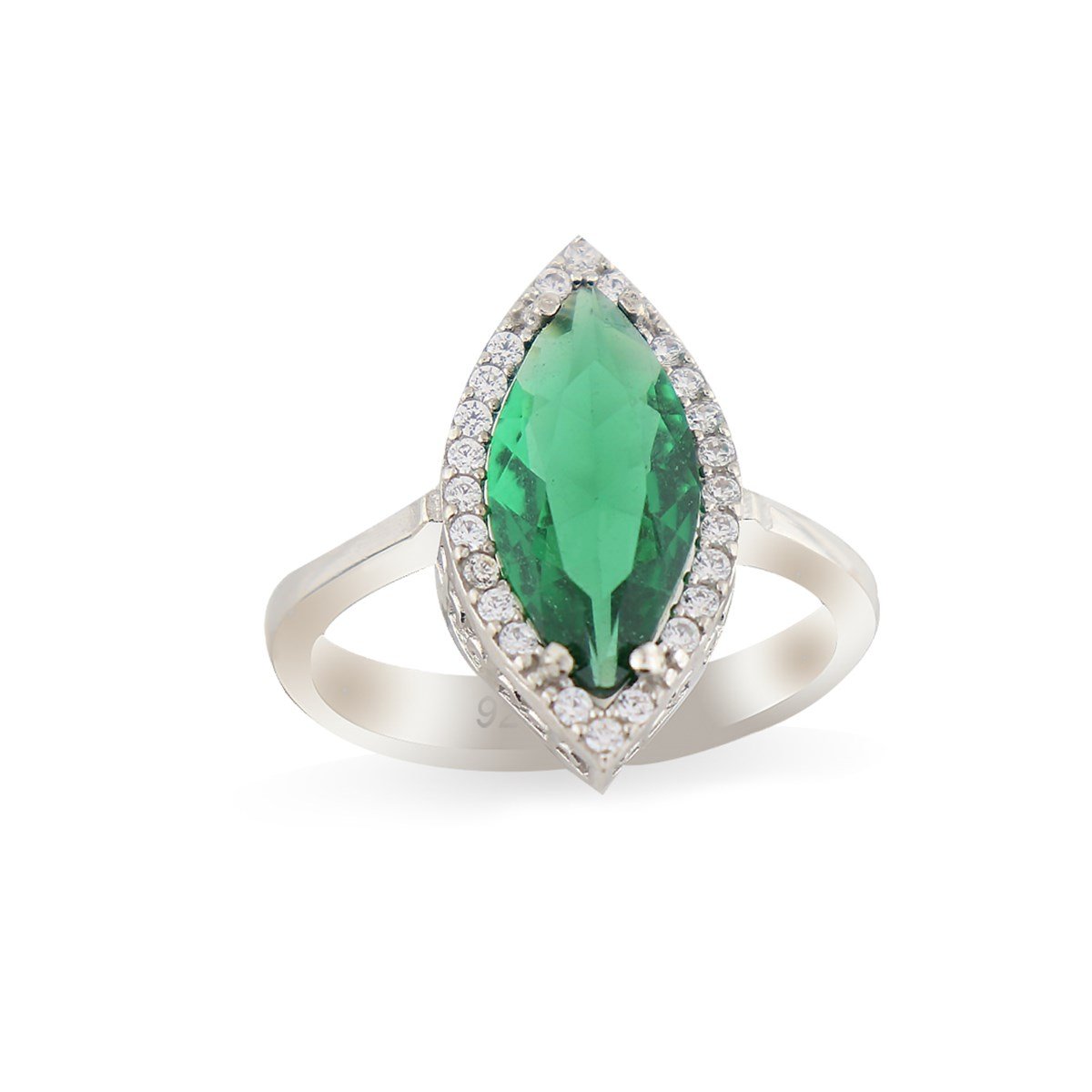 925 Ayar Gümüş Zümrüt Markiz Takı Seti