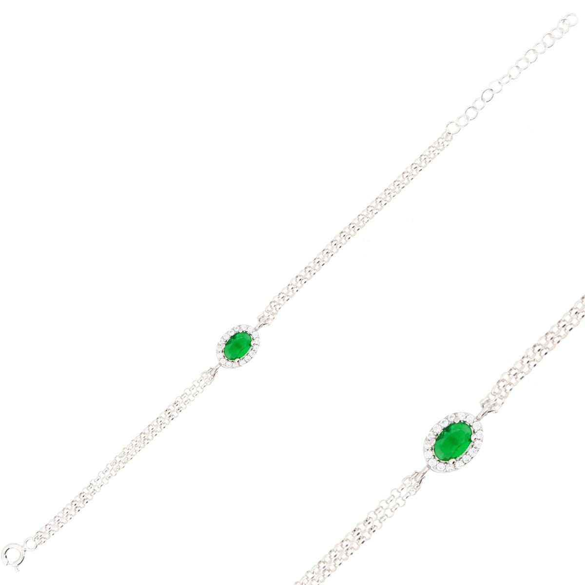 925 Ayar Gümüş Zümrüt Oval Takı Seti