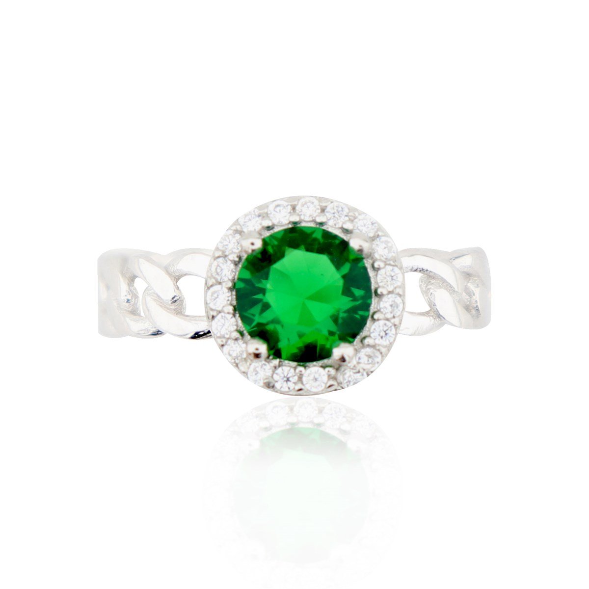 925 Ayar Gümüş Zümrüt Takı Seti Zincir Detay