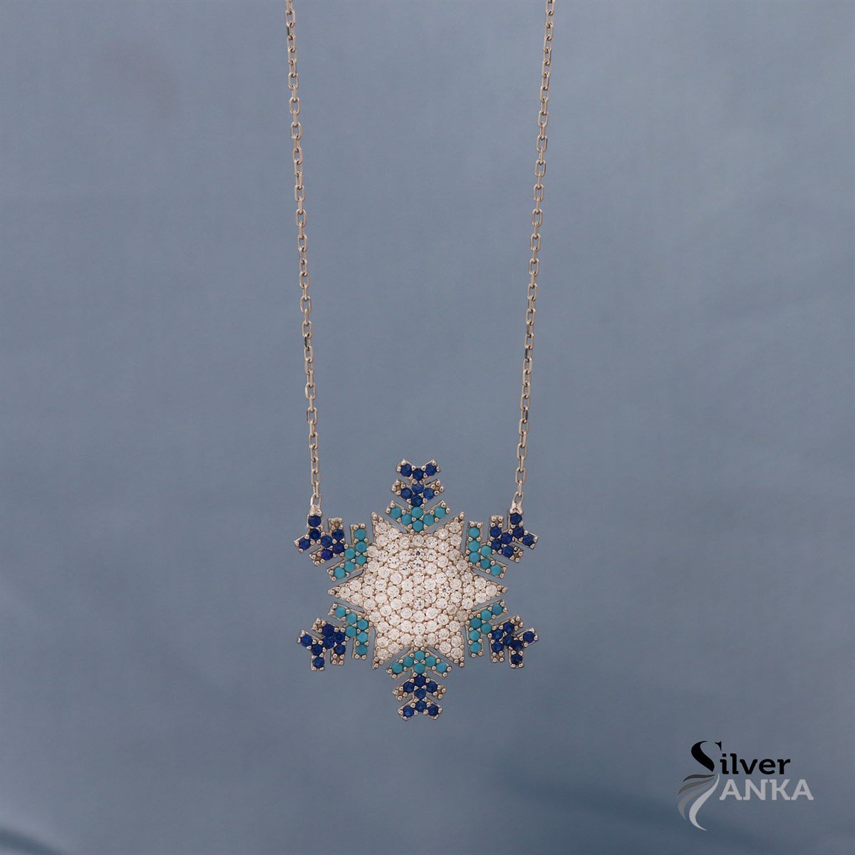 925 Ayar Zarif Kar Tanesi Kolye