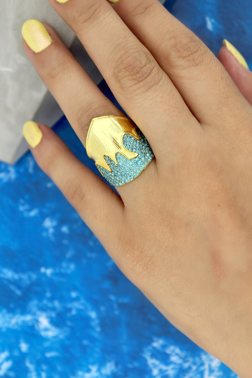 Altın Kaplama Kraliyet Tacı Yüzük