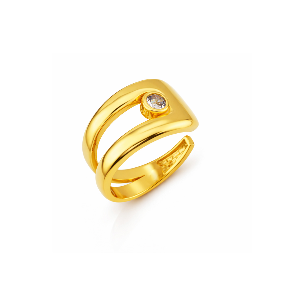 Altın Kaplama Zirkon Taşlı Yüzük