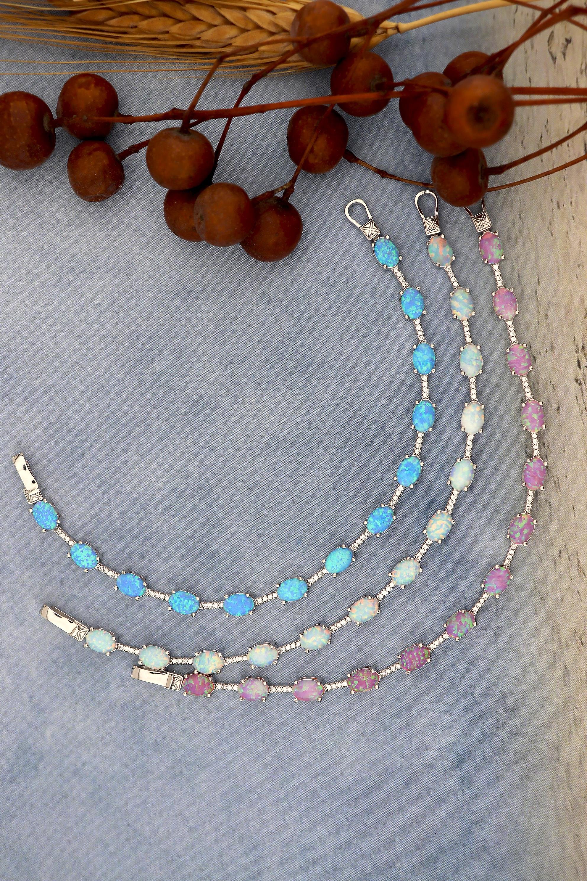 Saf Işıltı Mavi Opal – 925 Ayar Gümüş Bileklik