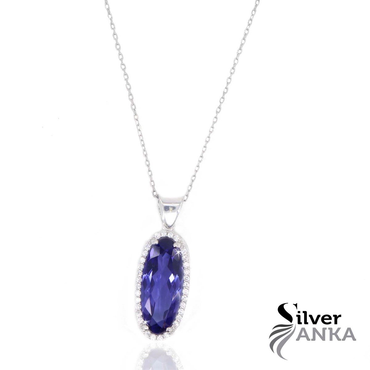Tanzanit doğal taş kolye
