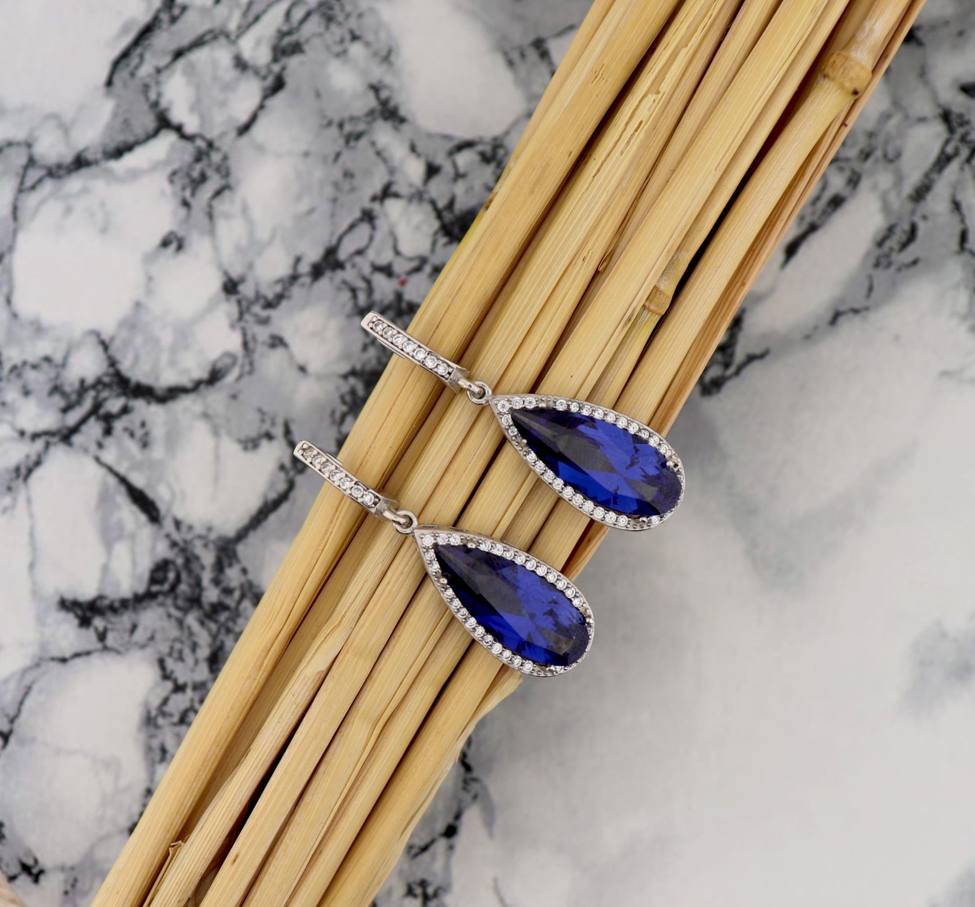 Tanzanite Taşlı Zarif Trend Set 925 Ayar Gümüş Takı