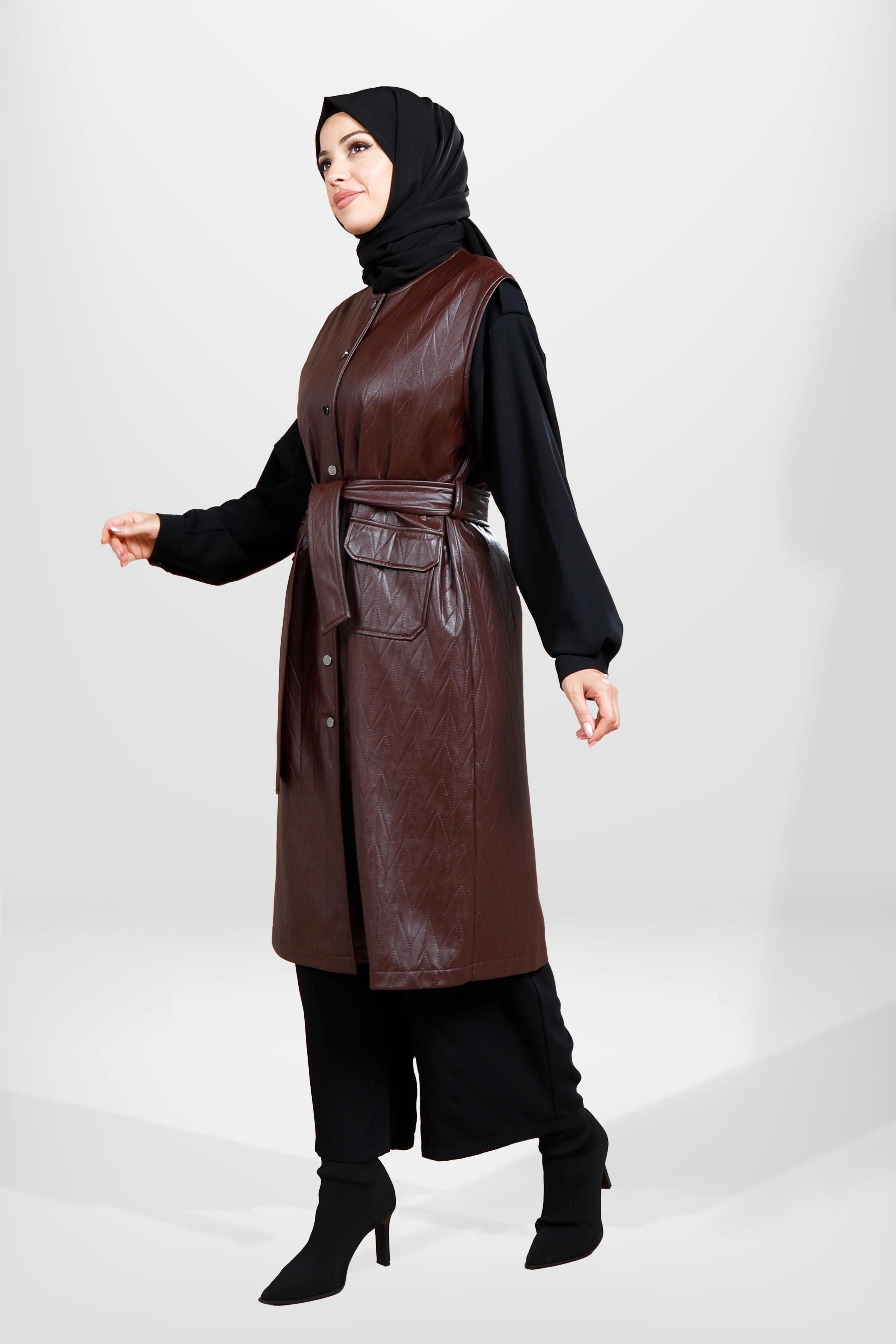 Beyza-3819 YELEK KAHVE