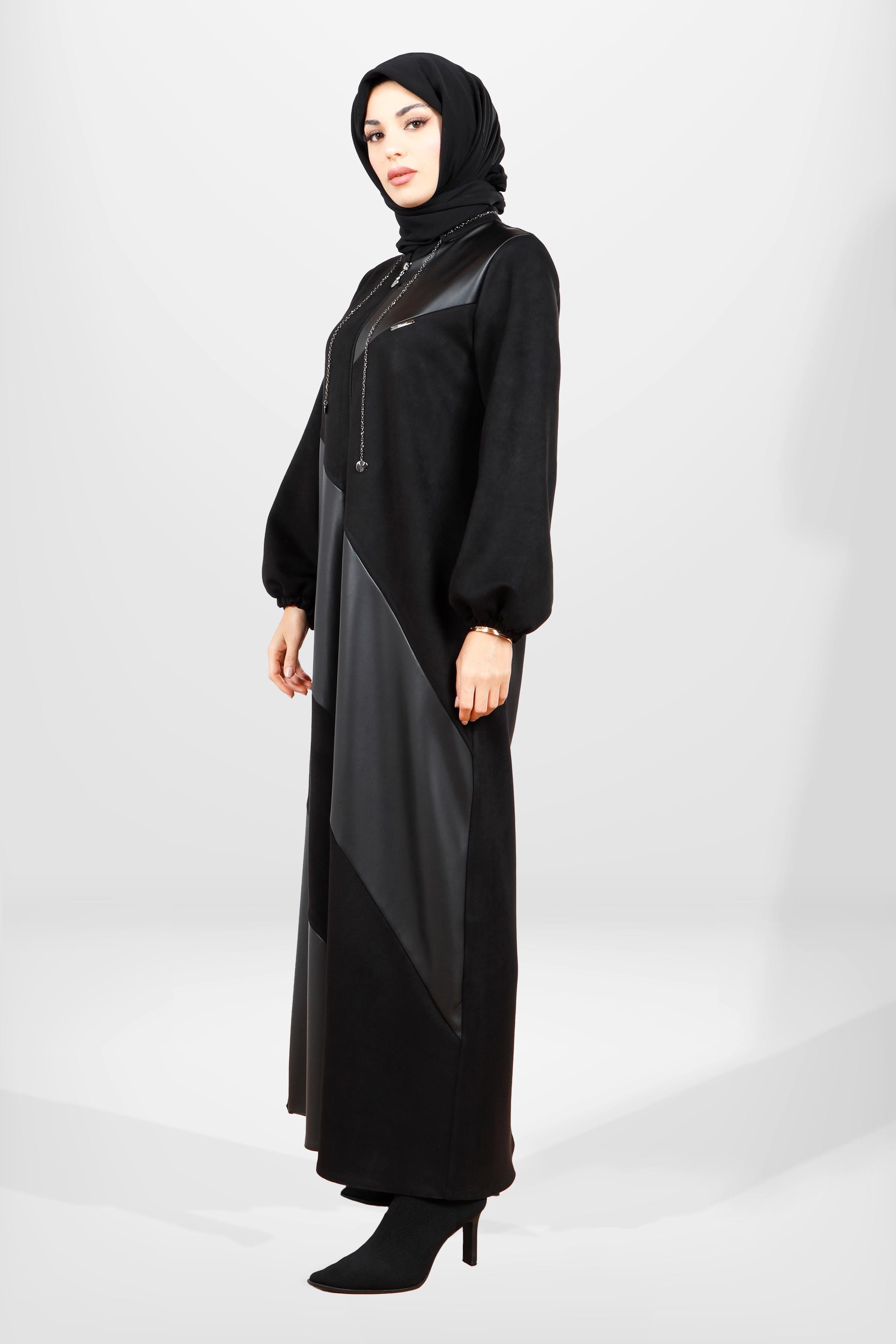 Beyza-3823 DERİ SÜET FERACE SİYAH SÜET