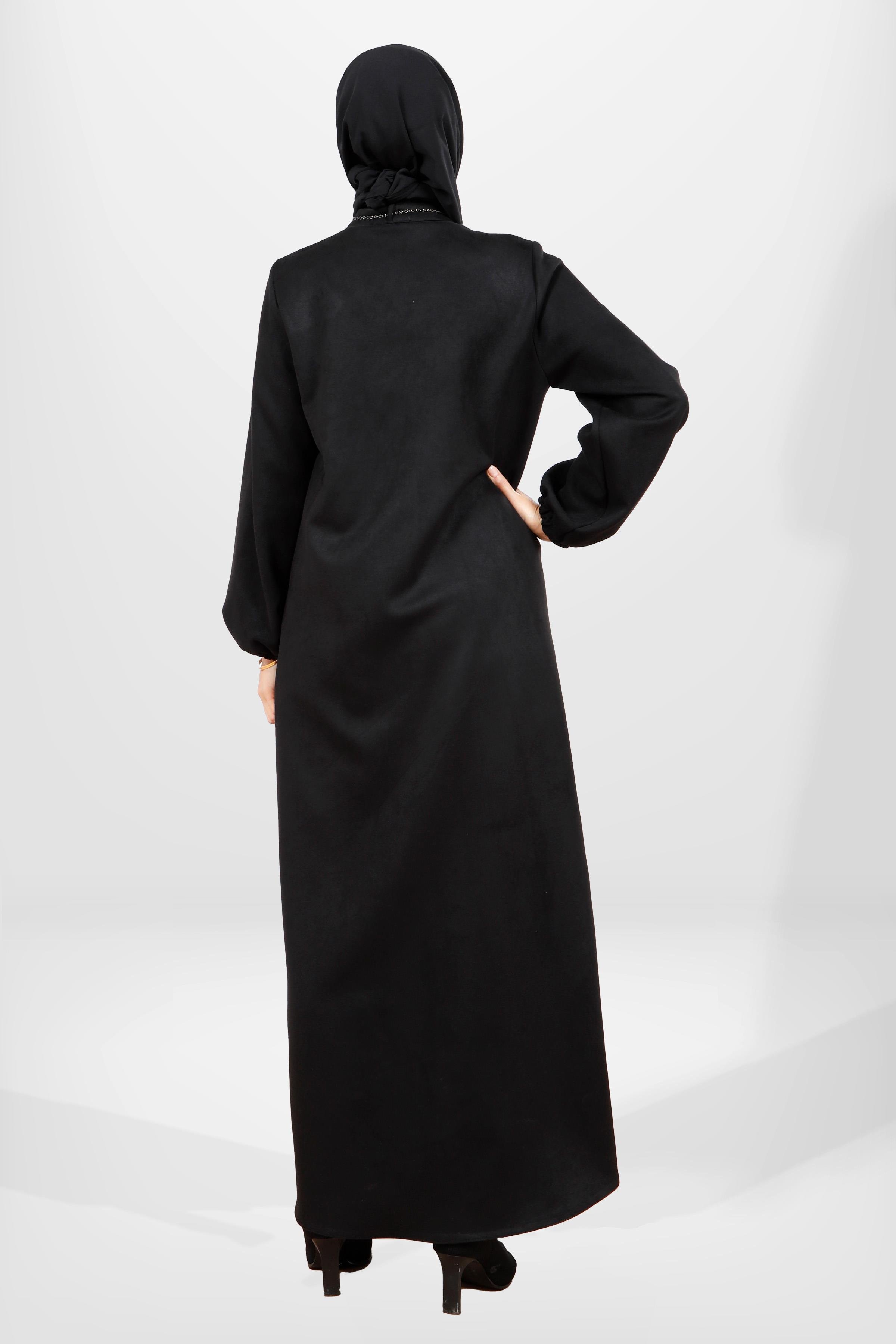 Beyza-3823 DERİ SÜET FERACE SİYAH SÜET