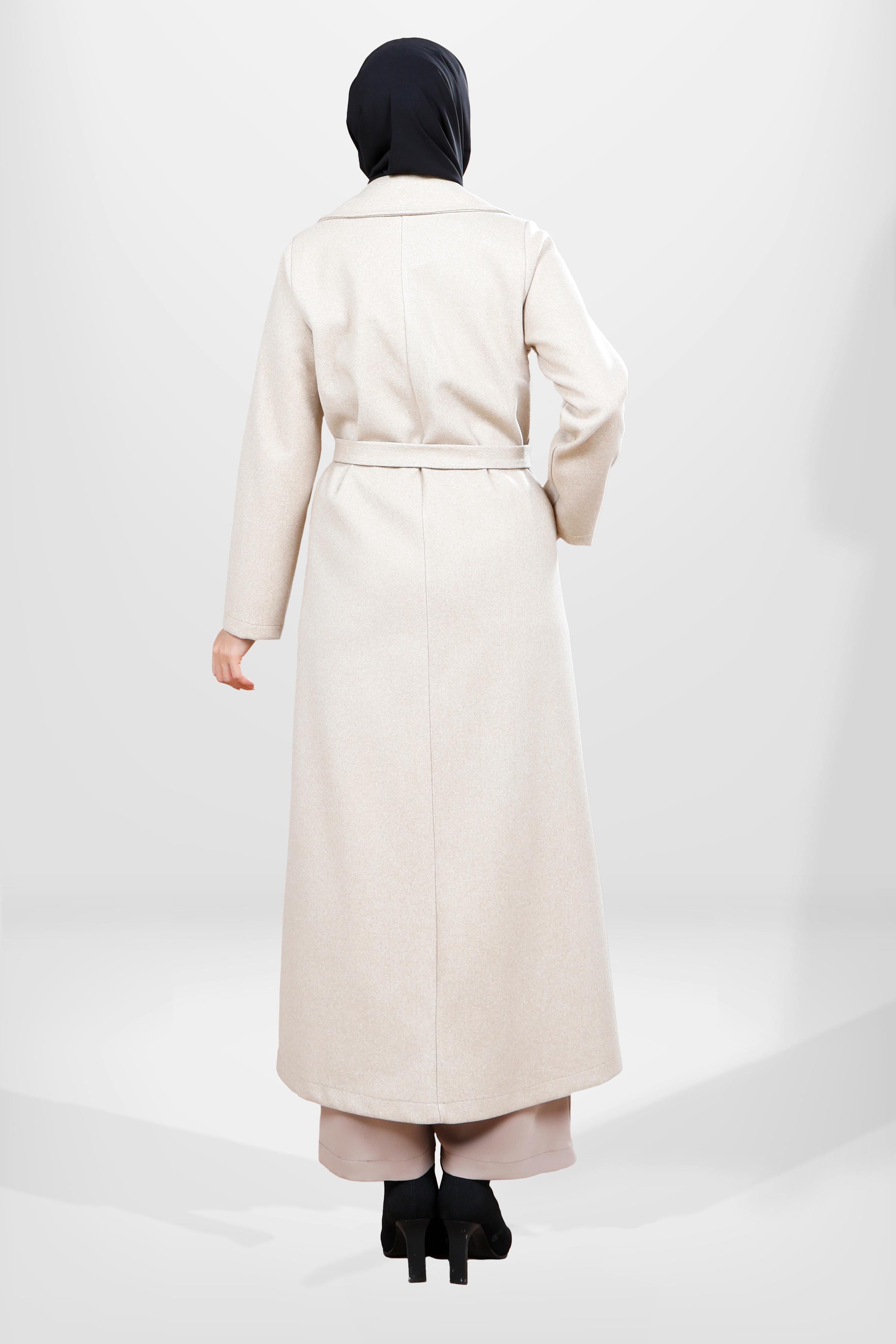 Beyza-3832 KEÇE MANTO BEJ KAŞE