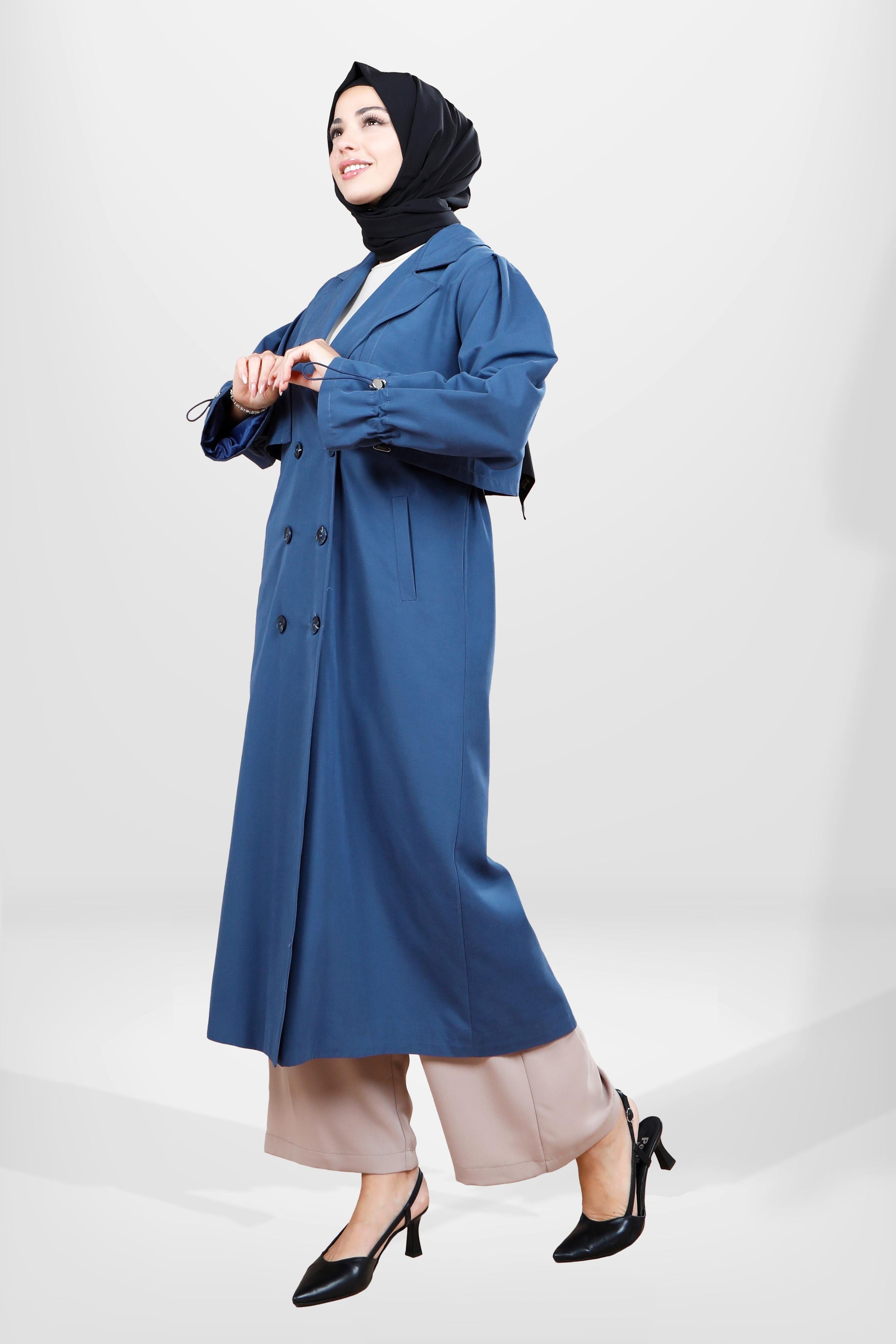 Beyza-3838 TRENÇKOT İNDİGO