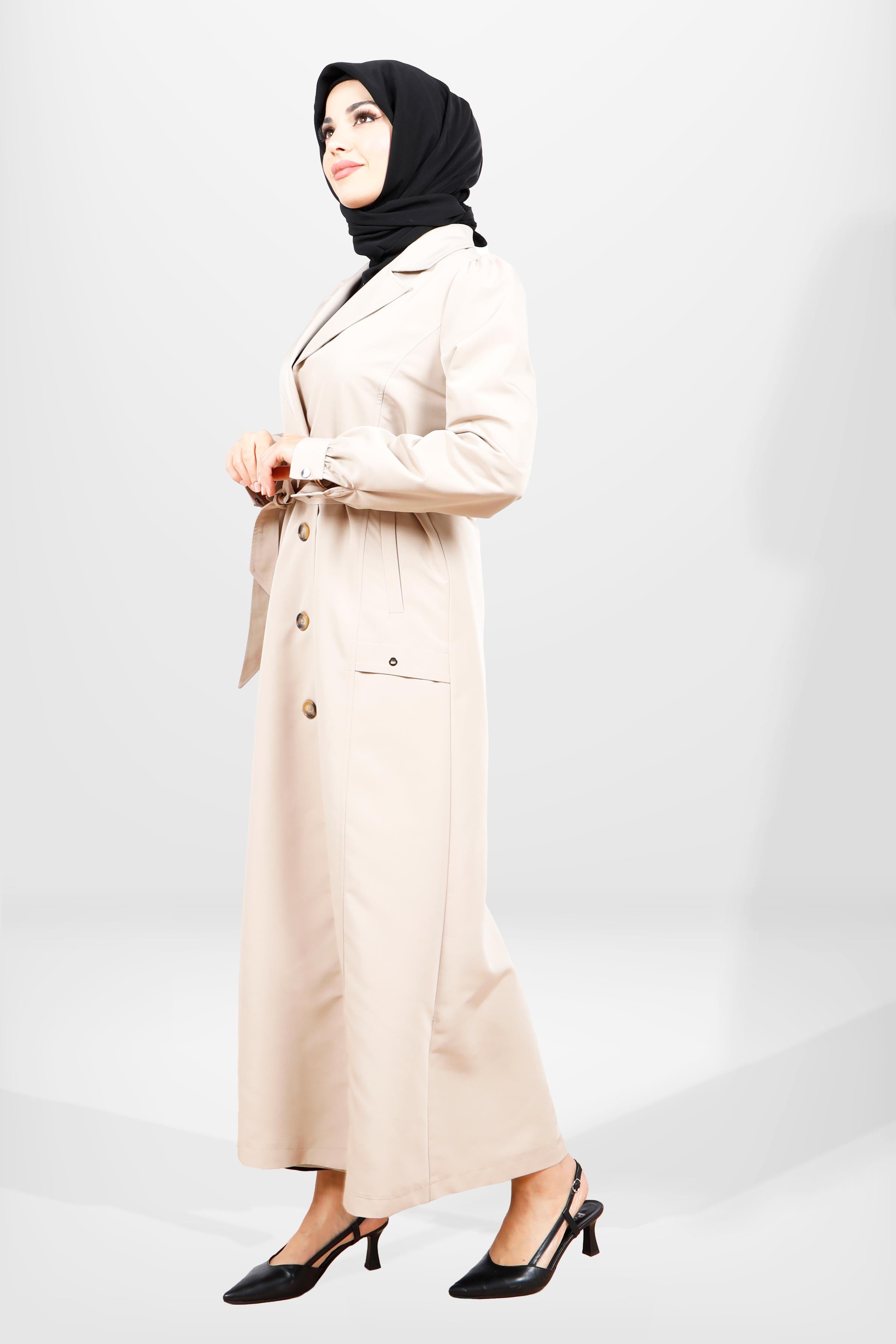 Beyza-3839 UZUN TRENÇKOT BEJ