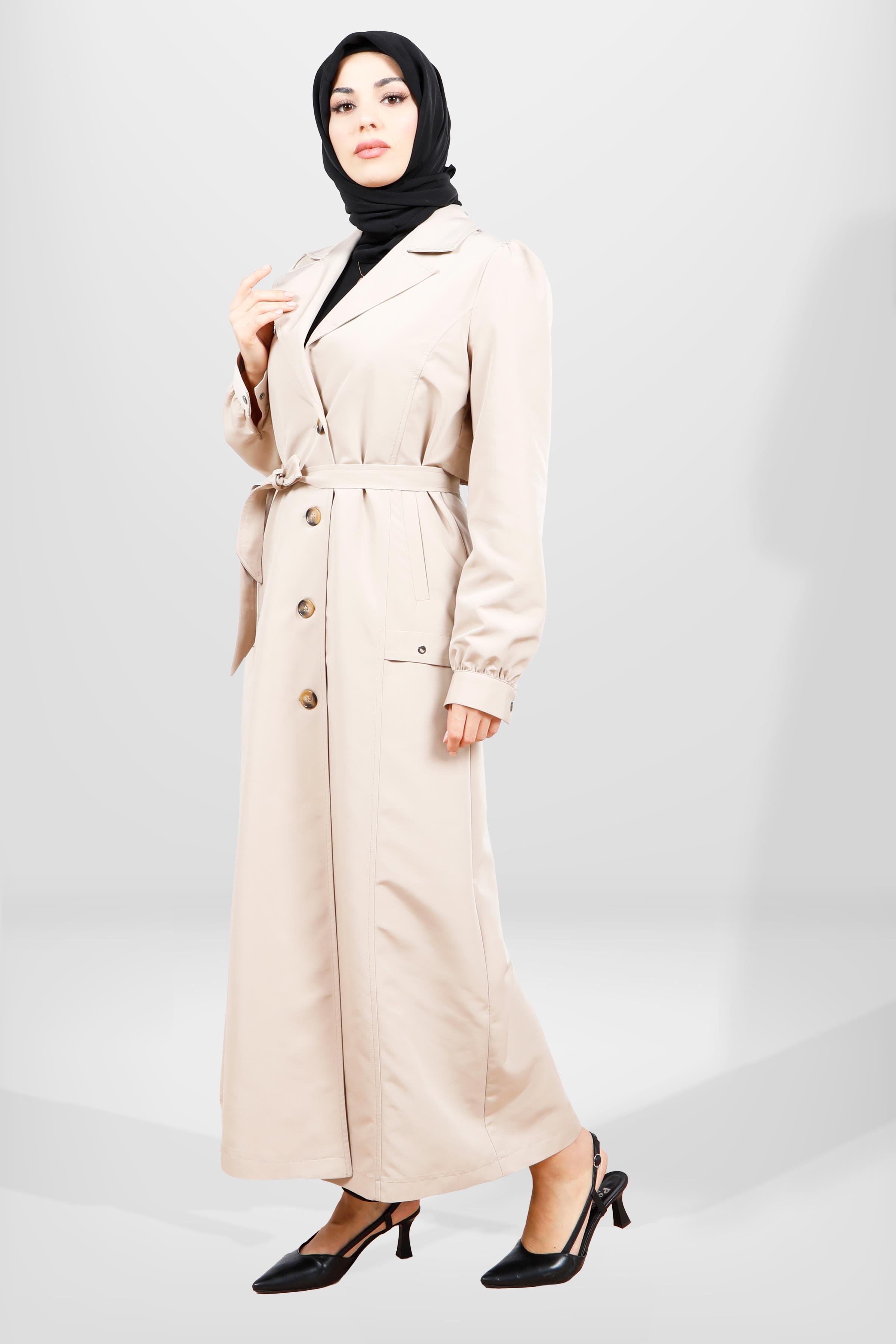 Beyza-3839 UZUN TRENÇKOT BEJ