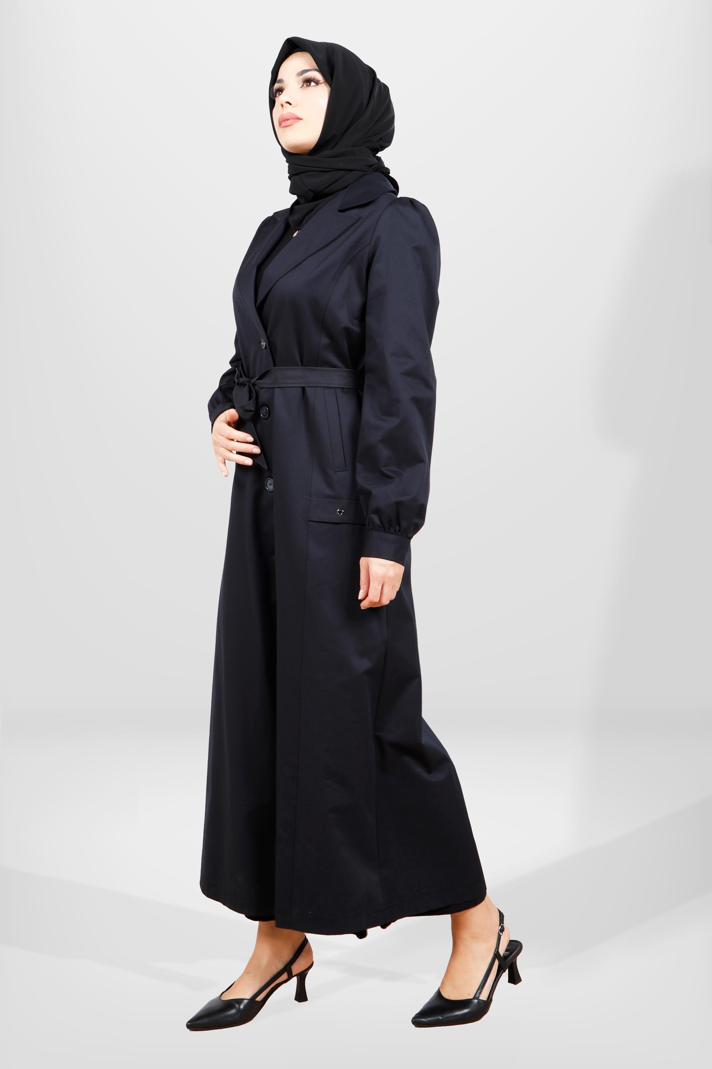 Beyza-3839 UZUN TRENÇKOT LACİVERT
