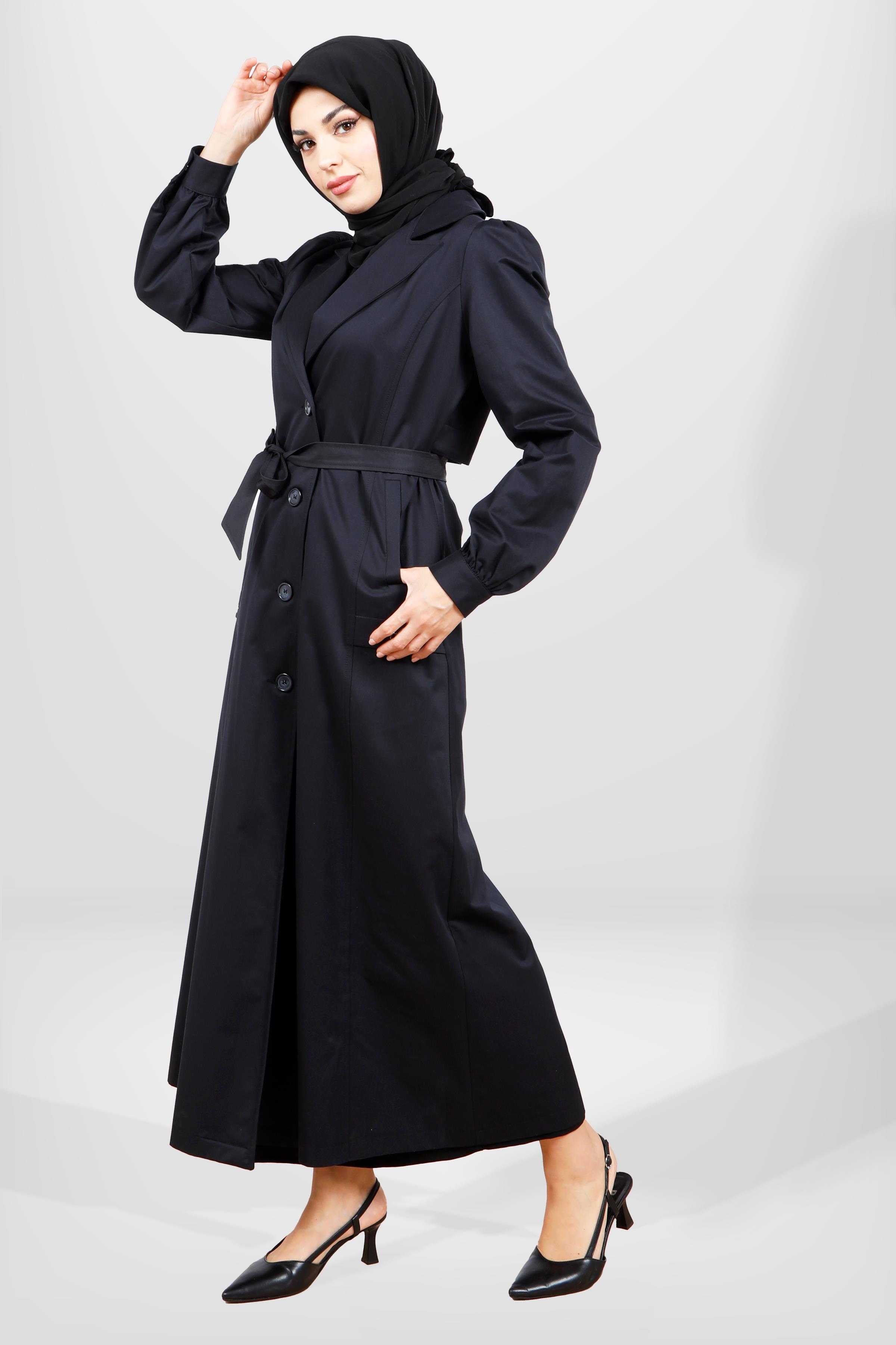 Beyza-3839 UZUN TRENÇKOT LACİVERT