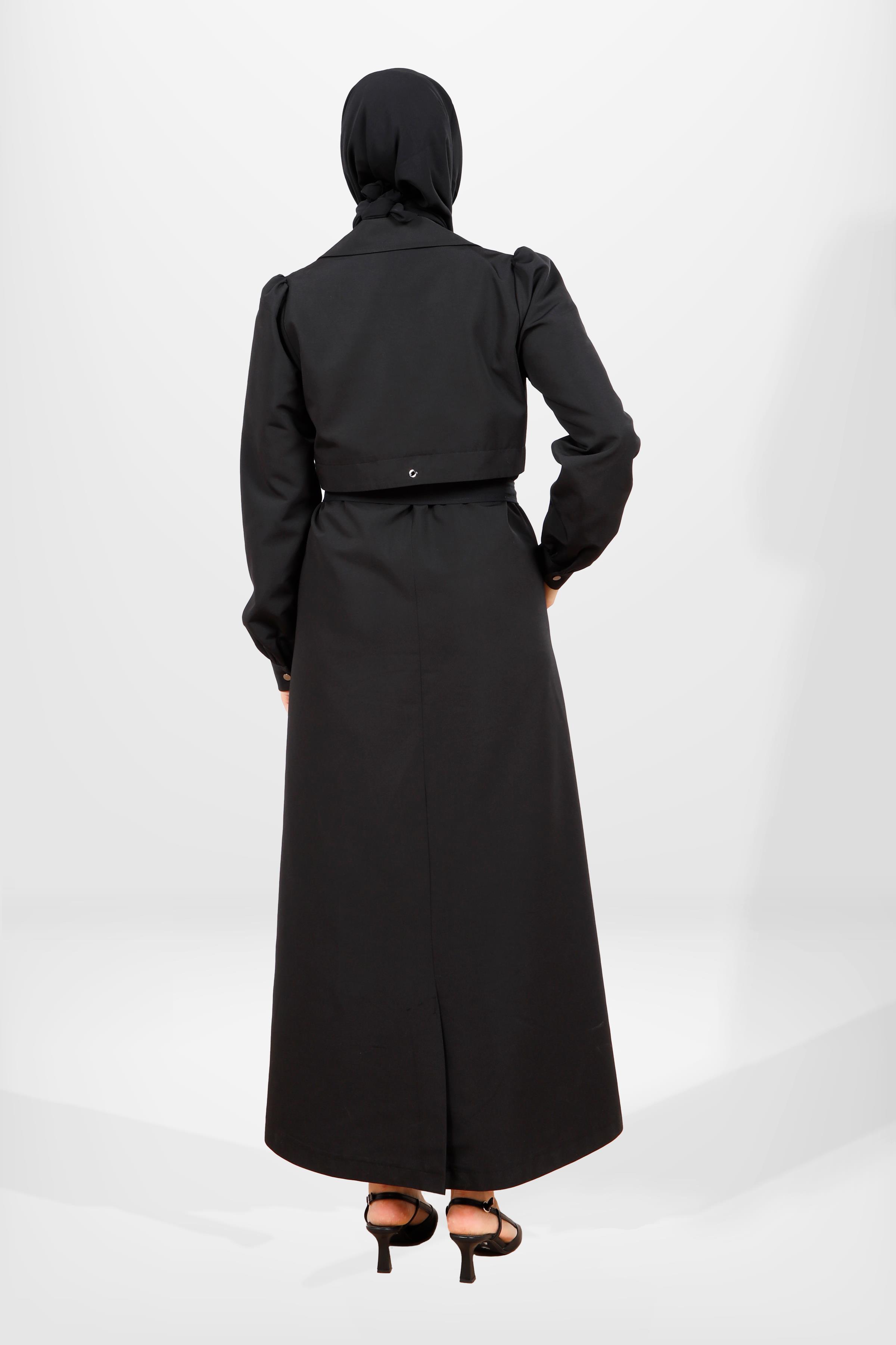 Beyza-3839 UZUN TRENÇKOT SİYAH