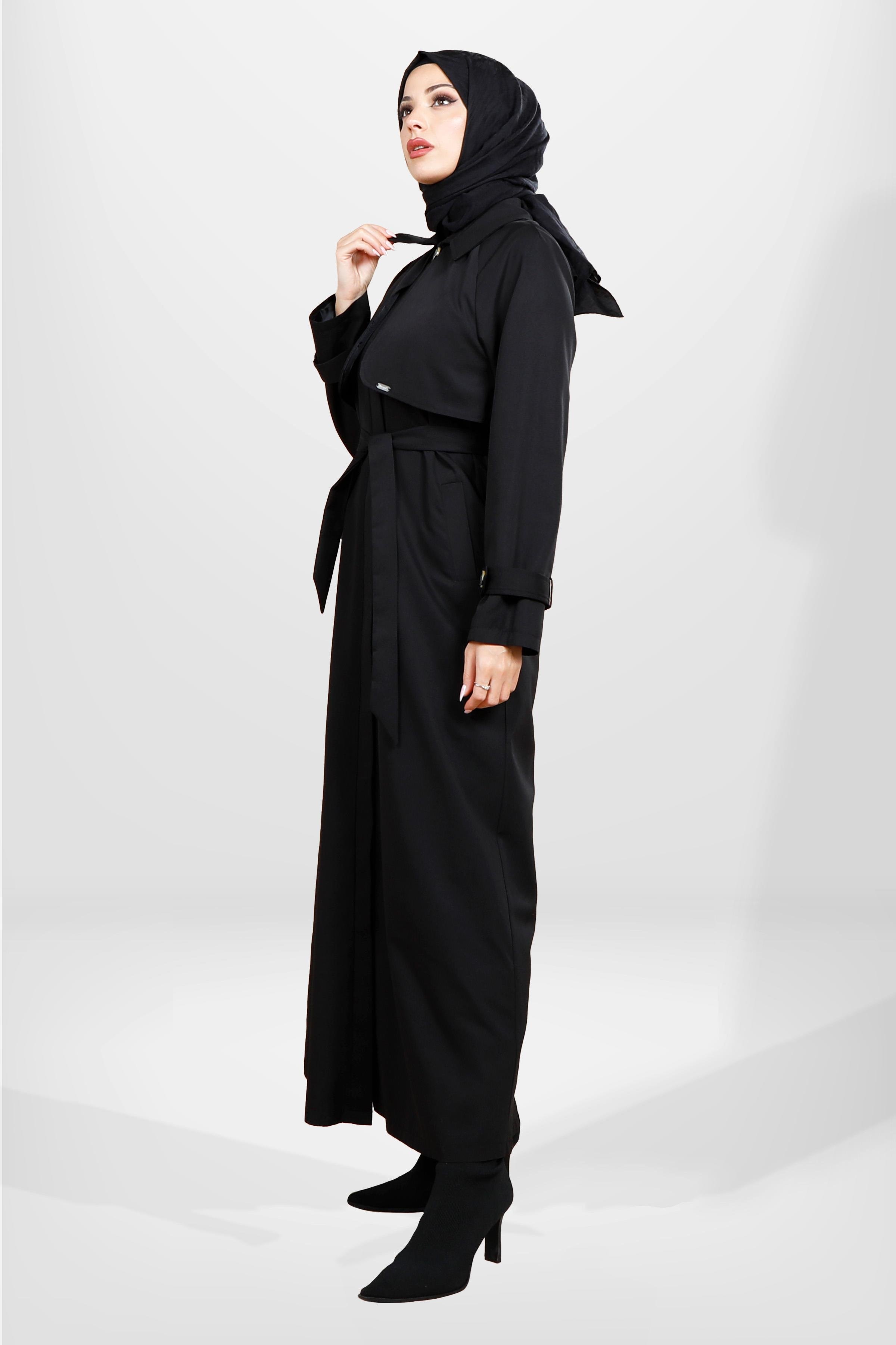 Beyza-3840 TRENÇKOT UZUN SİYAH
