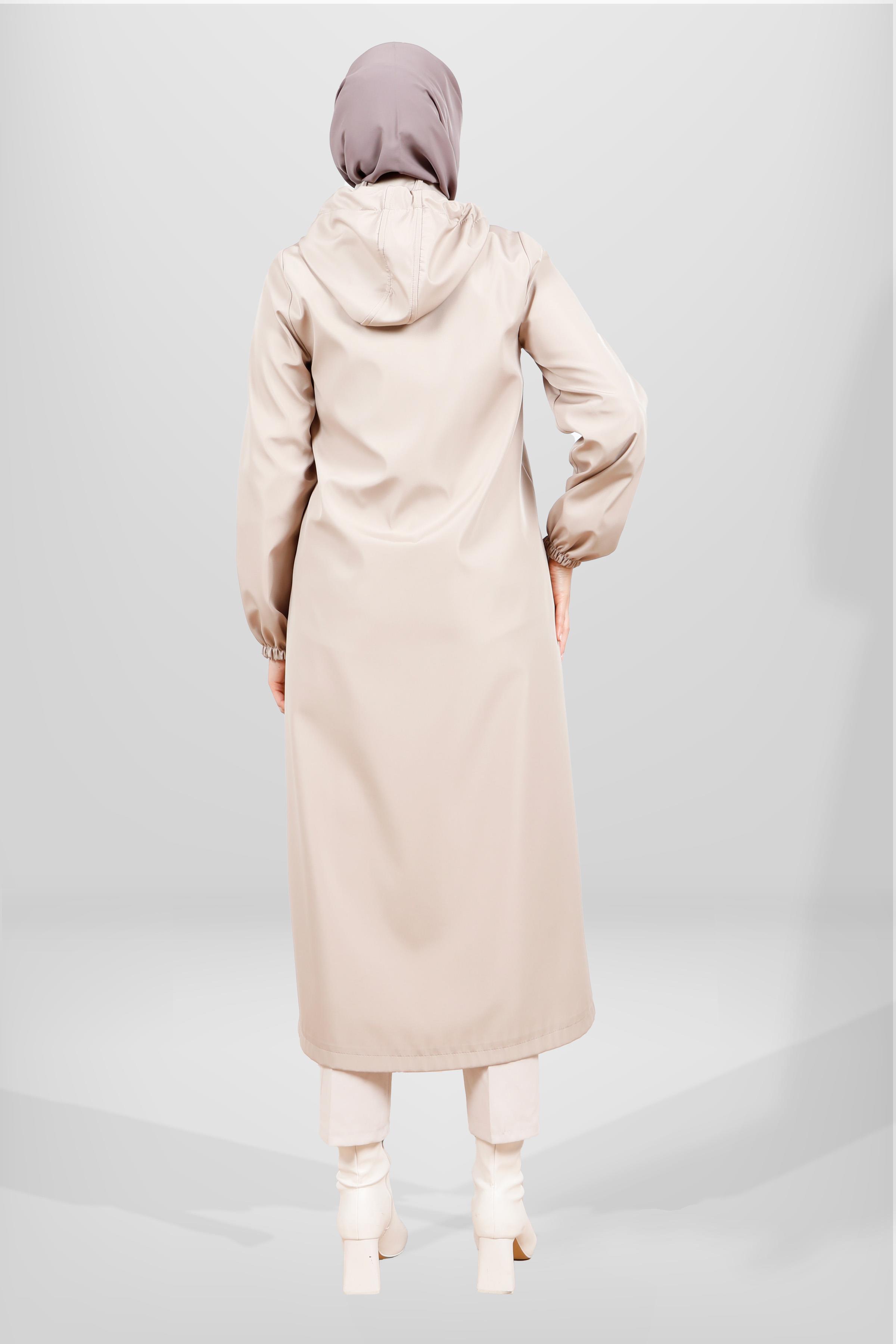 Beyza-3841 KAPŞONLU YAĞMURLUK BEJ