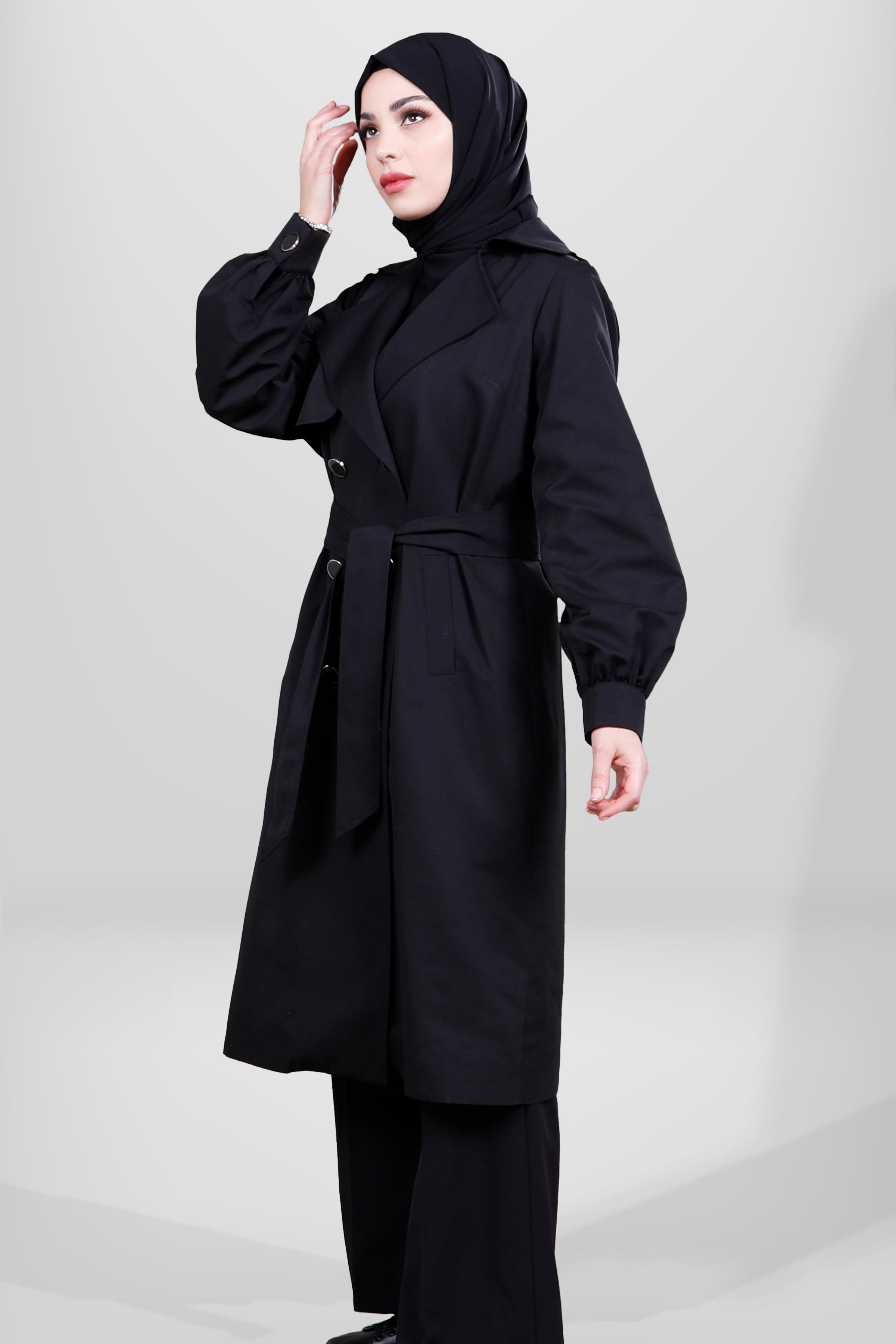 Beyza-3857 TRENÇKOT SİYAH