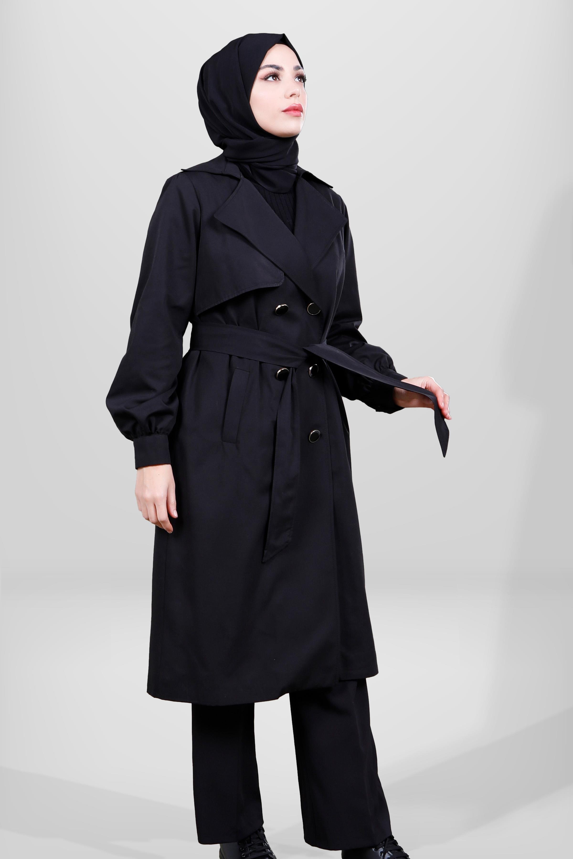 Beyza-3857 TRENÇKOT SİYAH
