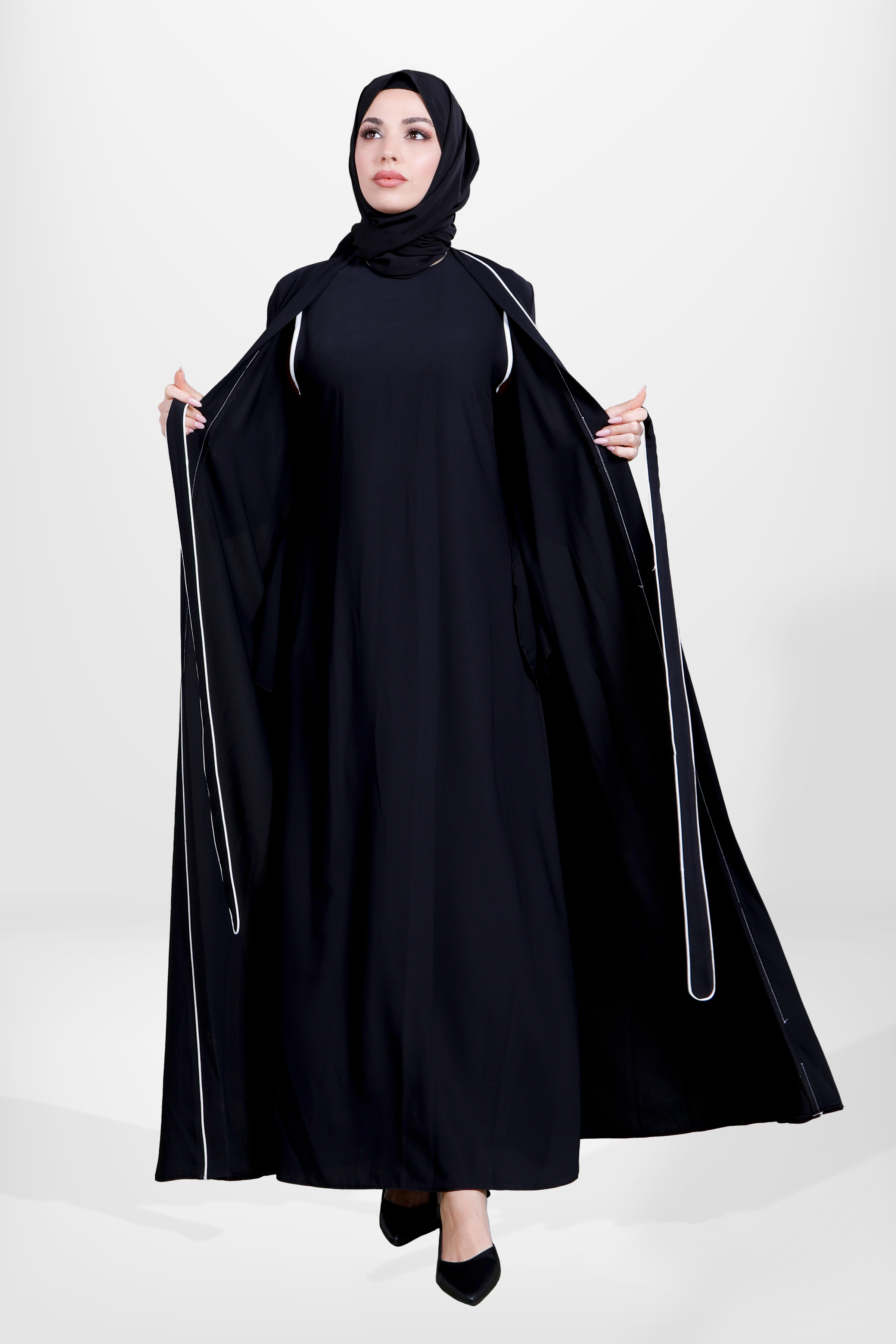 Beyza-3863 ABAYA TAKIM SİYAH