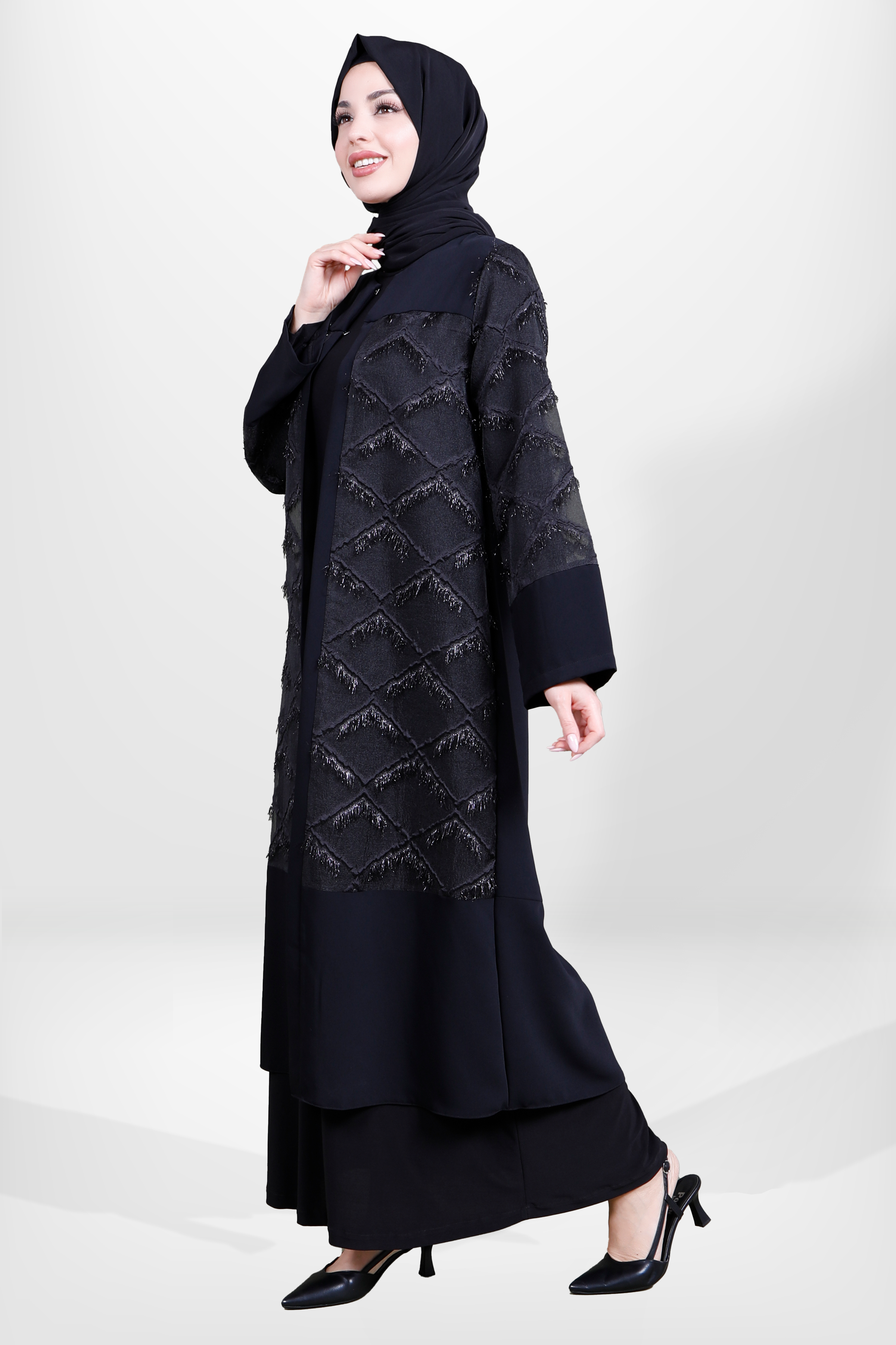 Beyza-3871 ABAYA TAKIM SİYAH