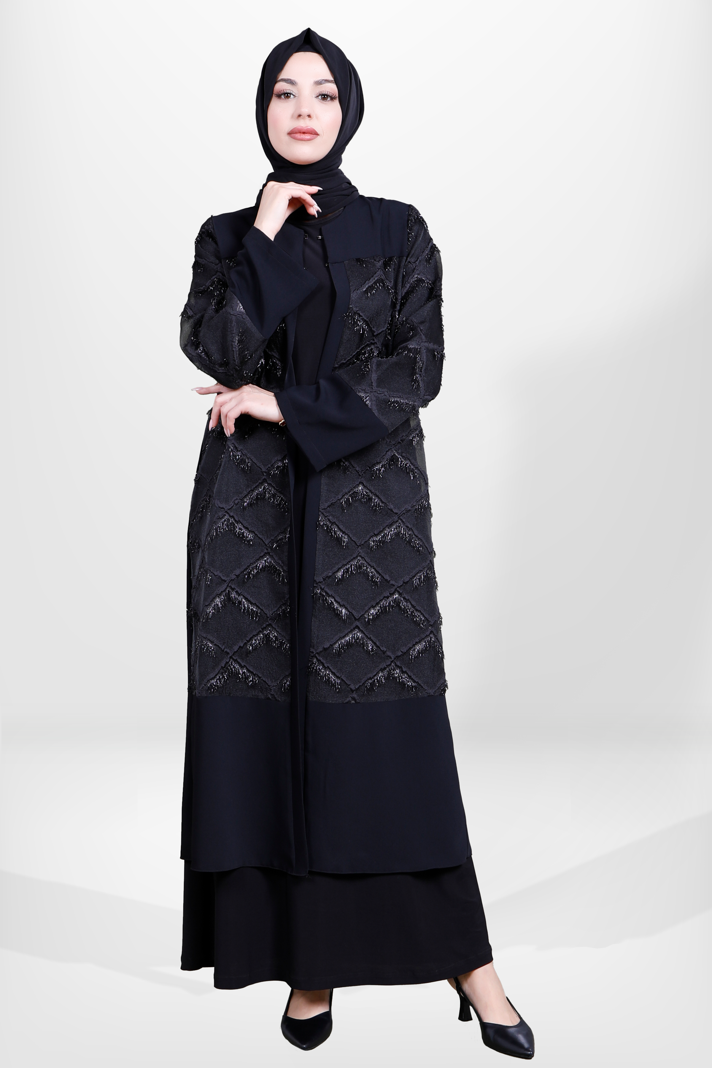 Beyza-3871 ABAYA TAKIM SİYAH