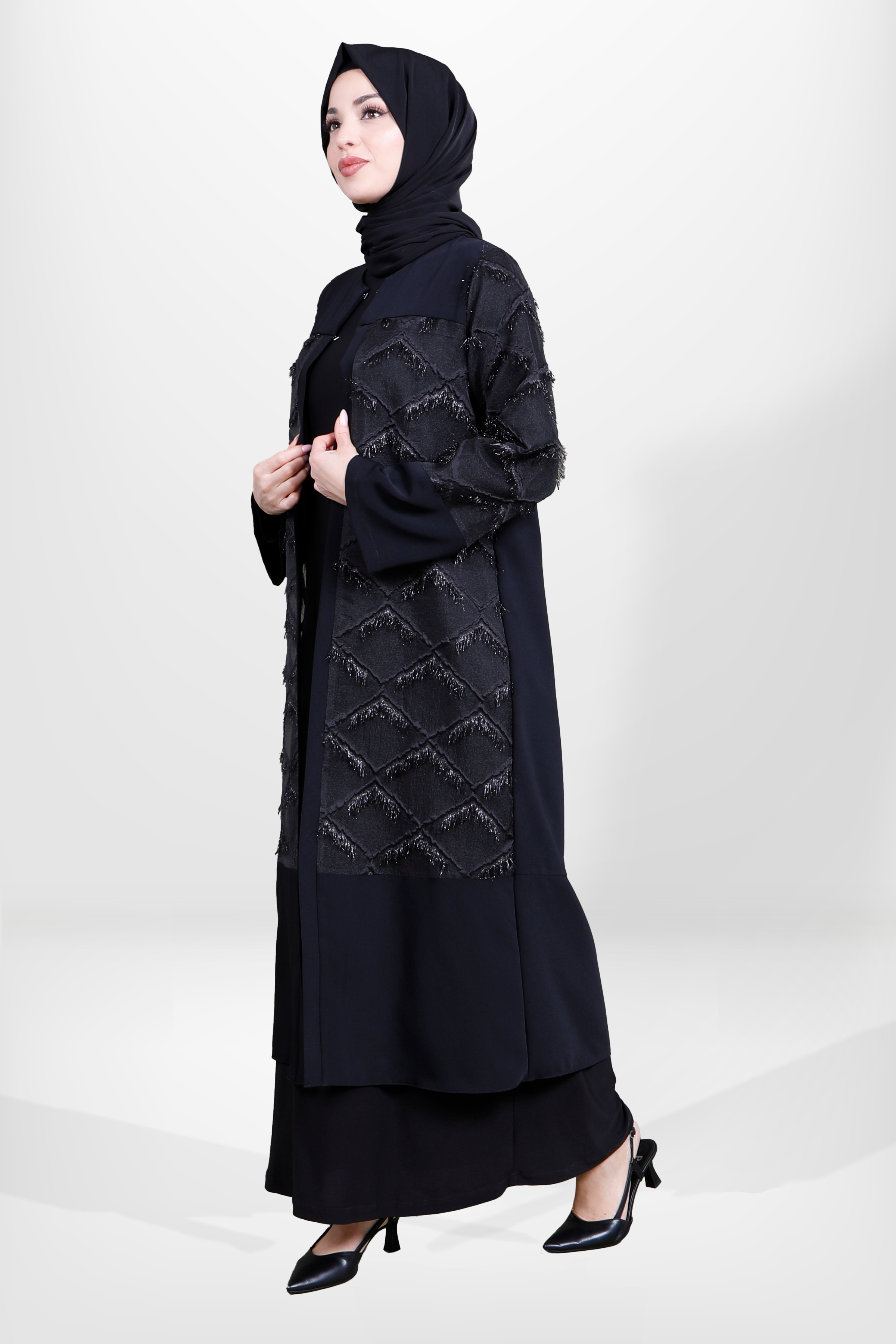 Beyza-3871 ABAYA TAKIM SİYAH
