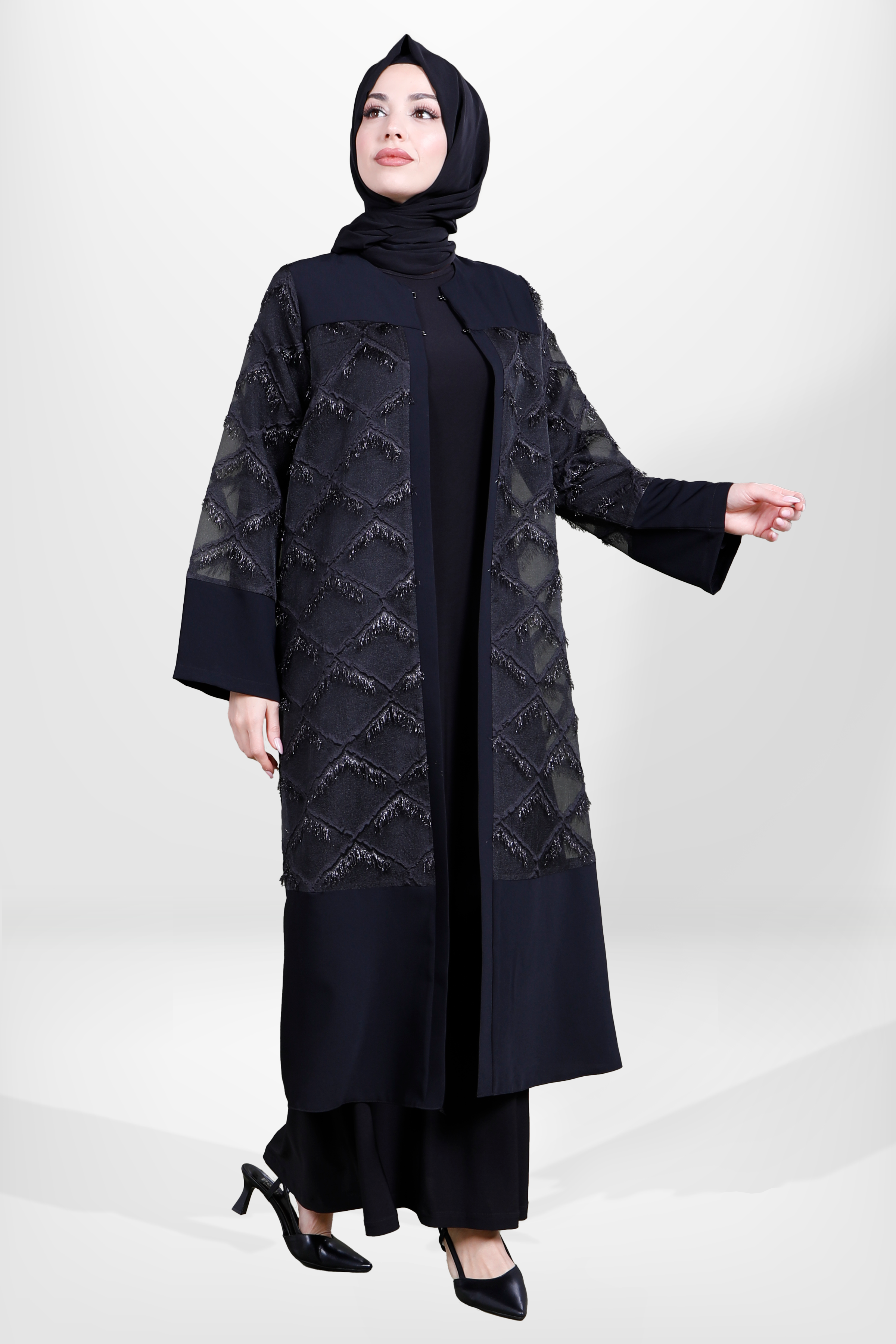 Beyza-3871 ABAYA TAKIM SİYAH