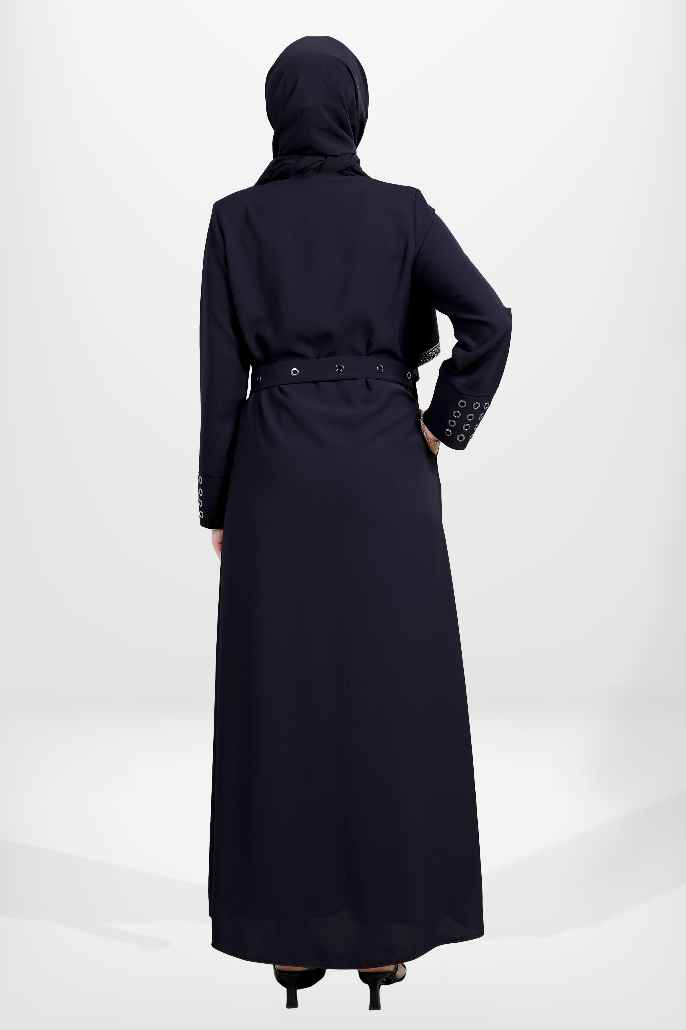 Beyza-3890 FERACE ZIRH KOLLU SİYAH