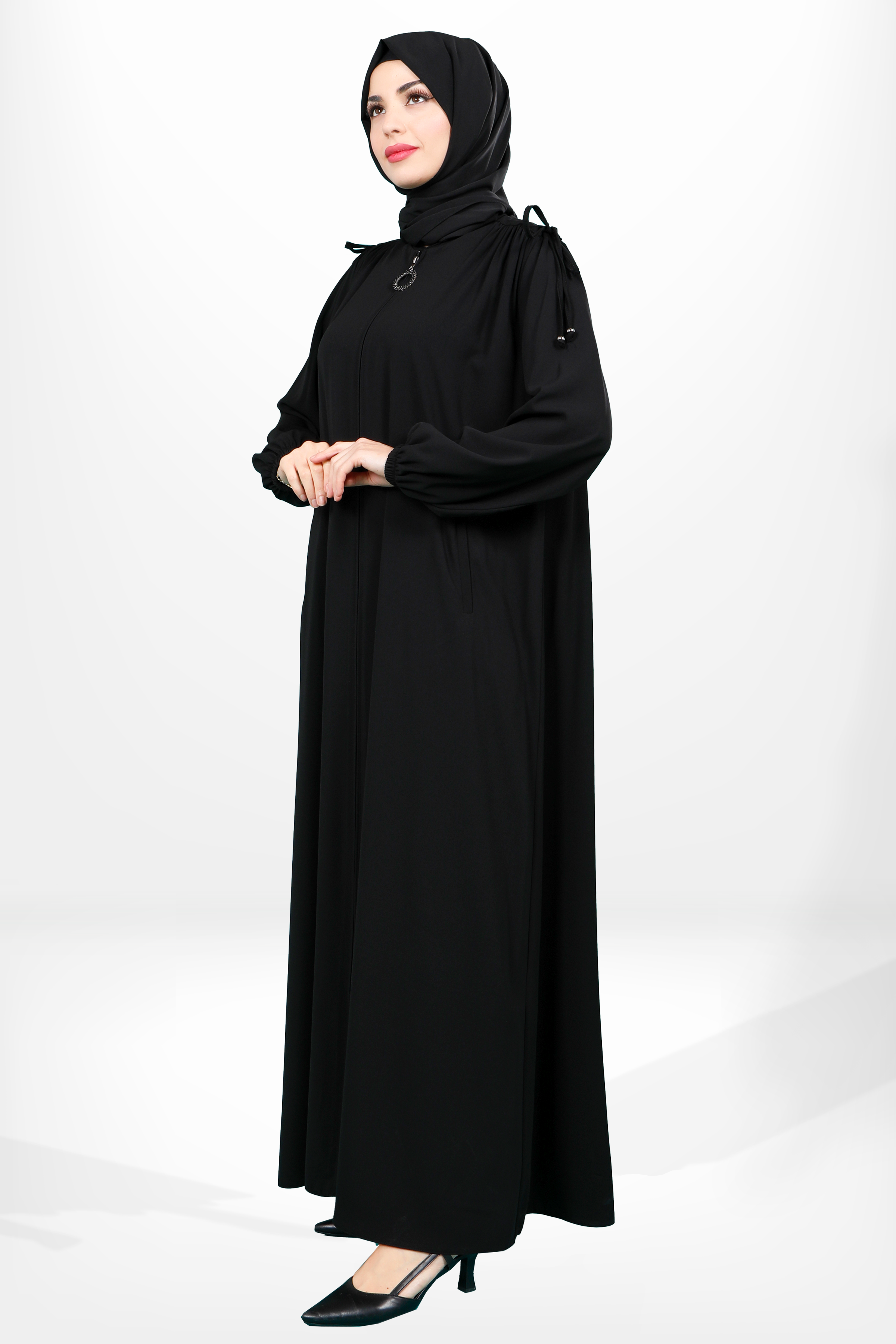 Beyza-3917 FERACE BAĞCIKLI SİYAH