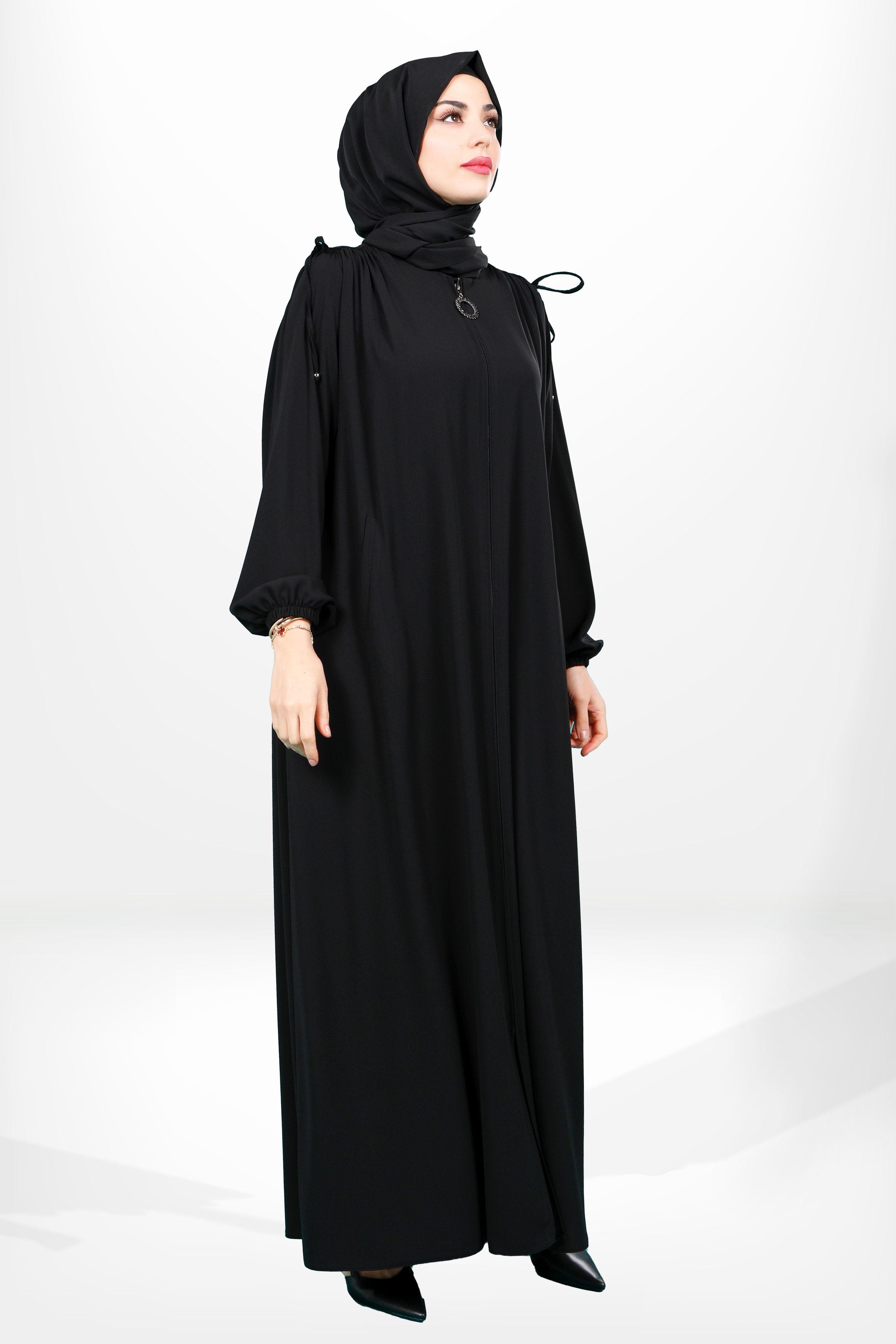 Beyza-3917 FERACE BAĞCIKLI SİYAH