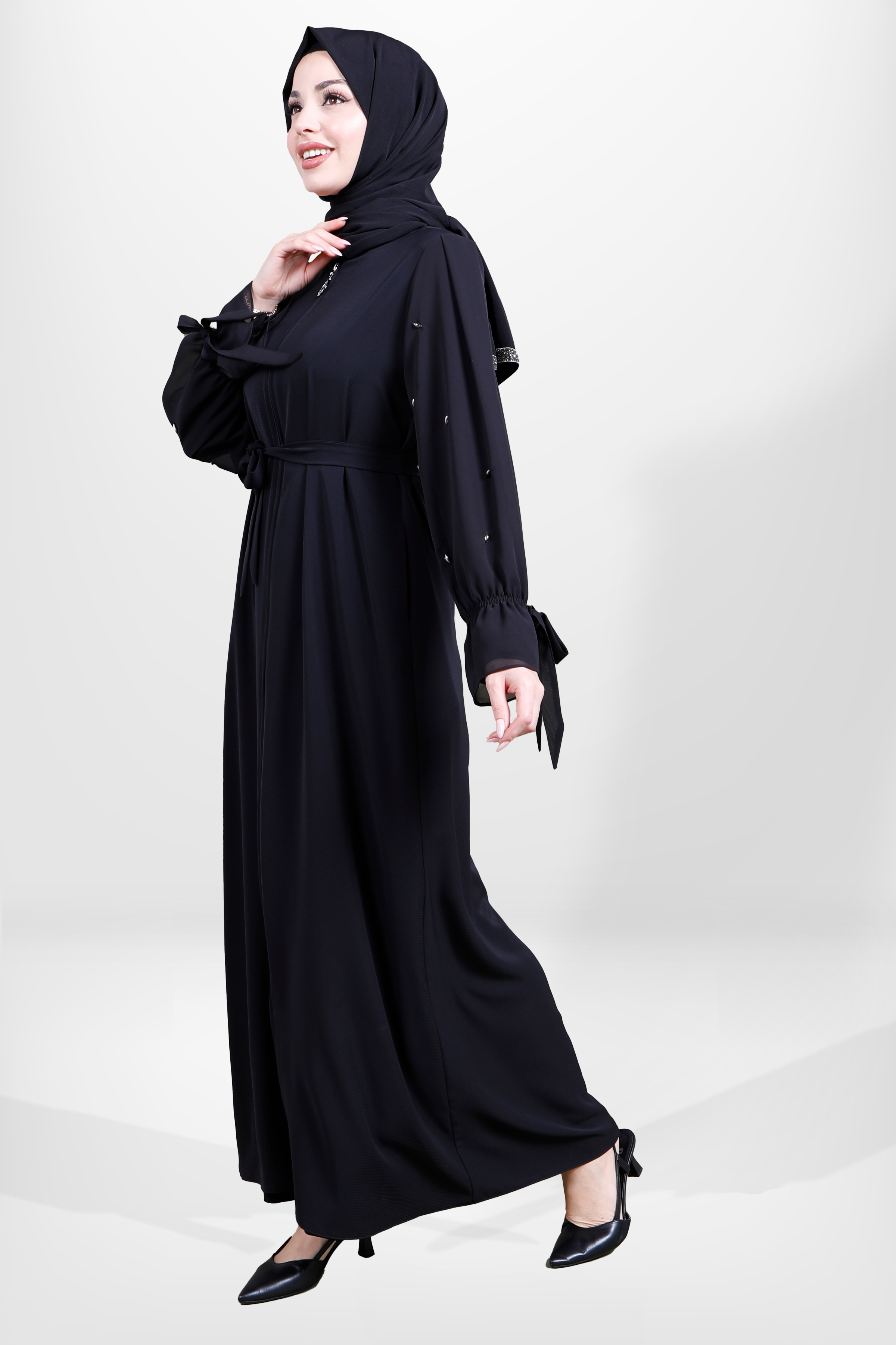 Beyza-3928 FERACE TAŞLI SİYAH