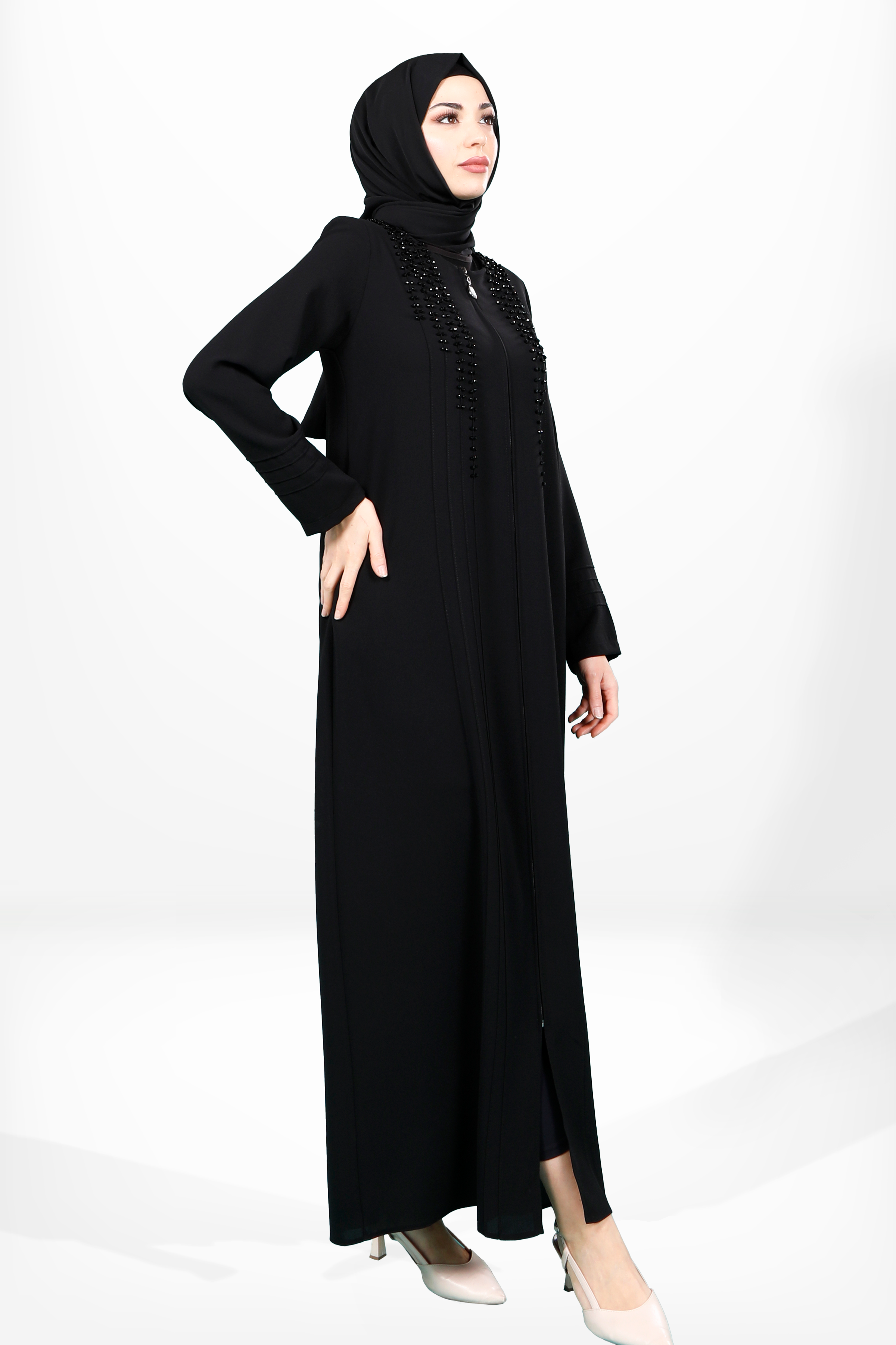 Beyza-3955 FERACE BONCUKLU SİYAH