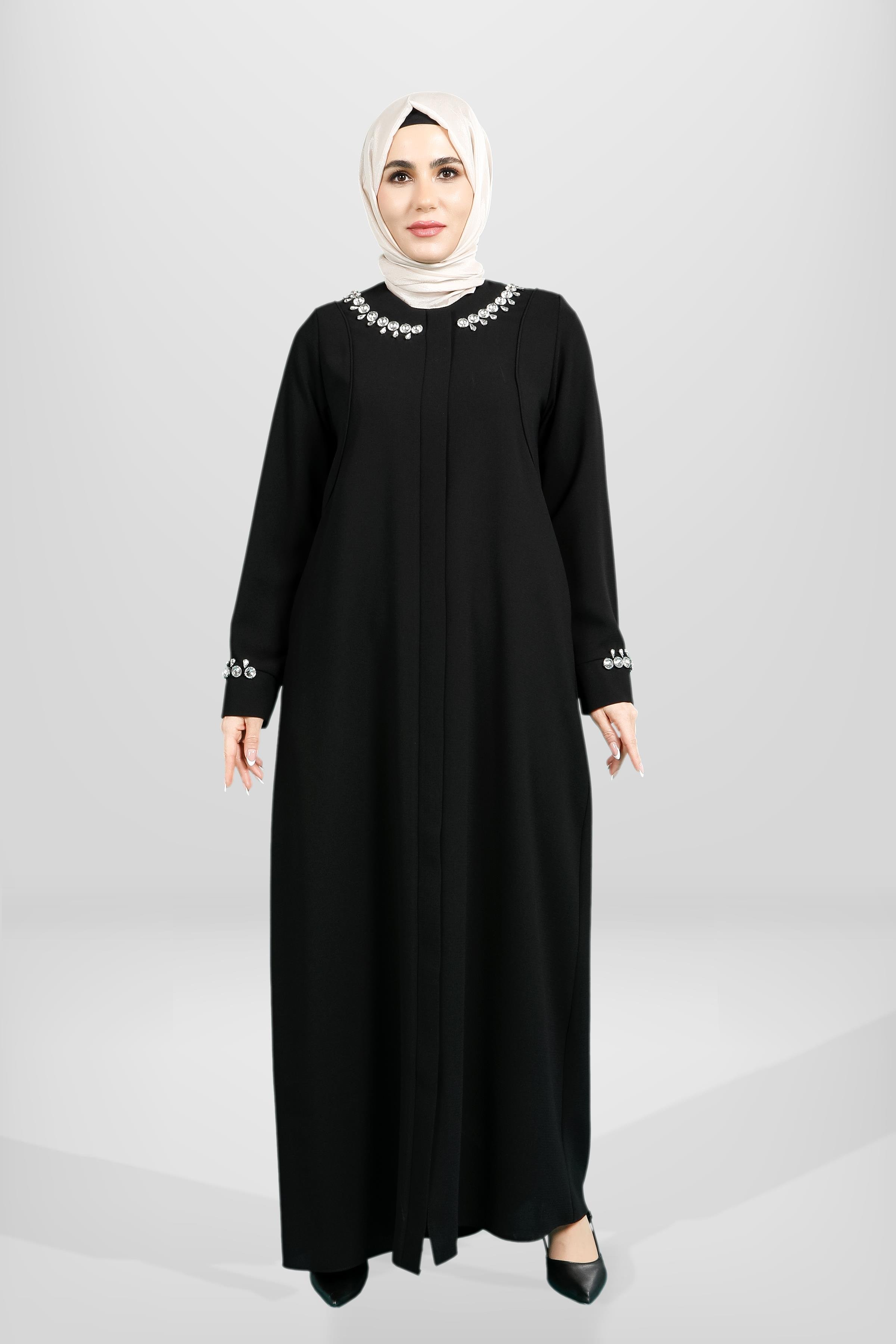 Beyza-3958 FERACE İŞLEMELİ SİYAH