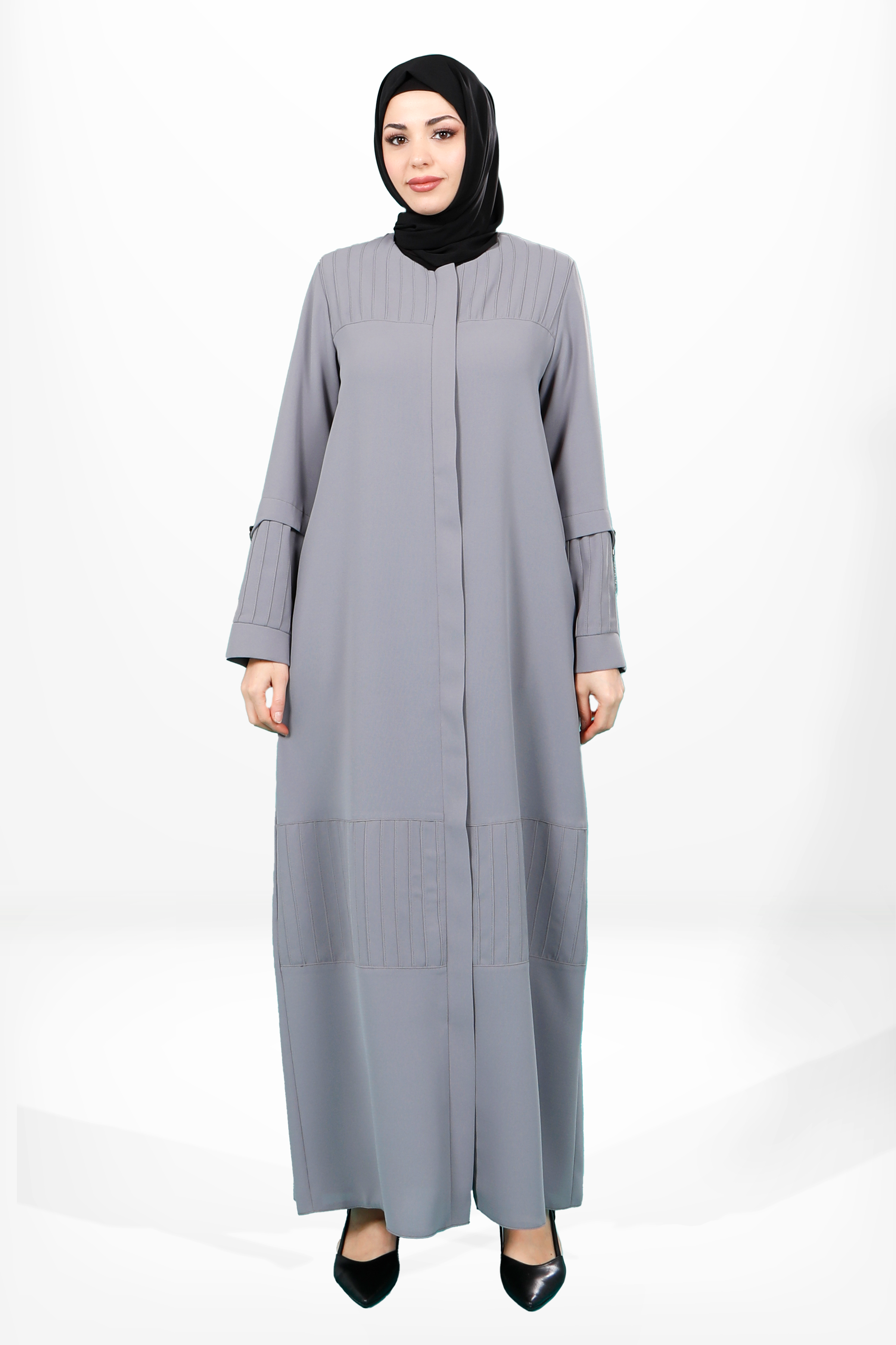 Beyza-3970 FERACE NERVÜRLÜ GRİ