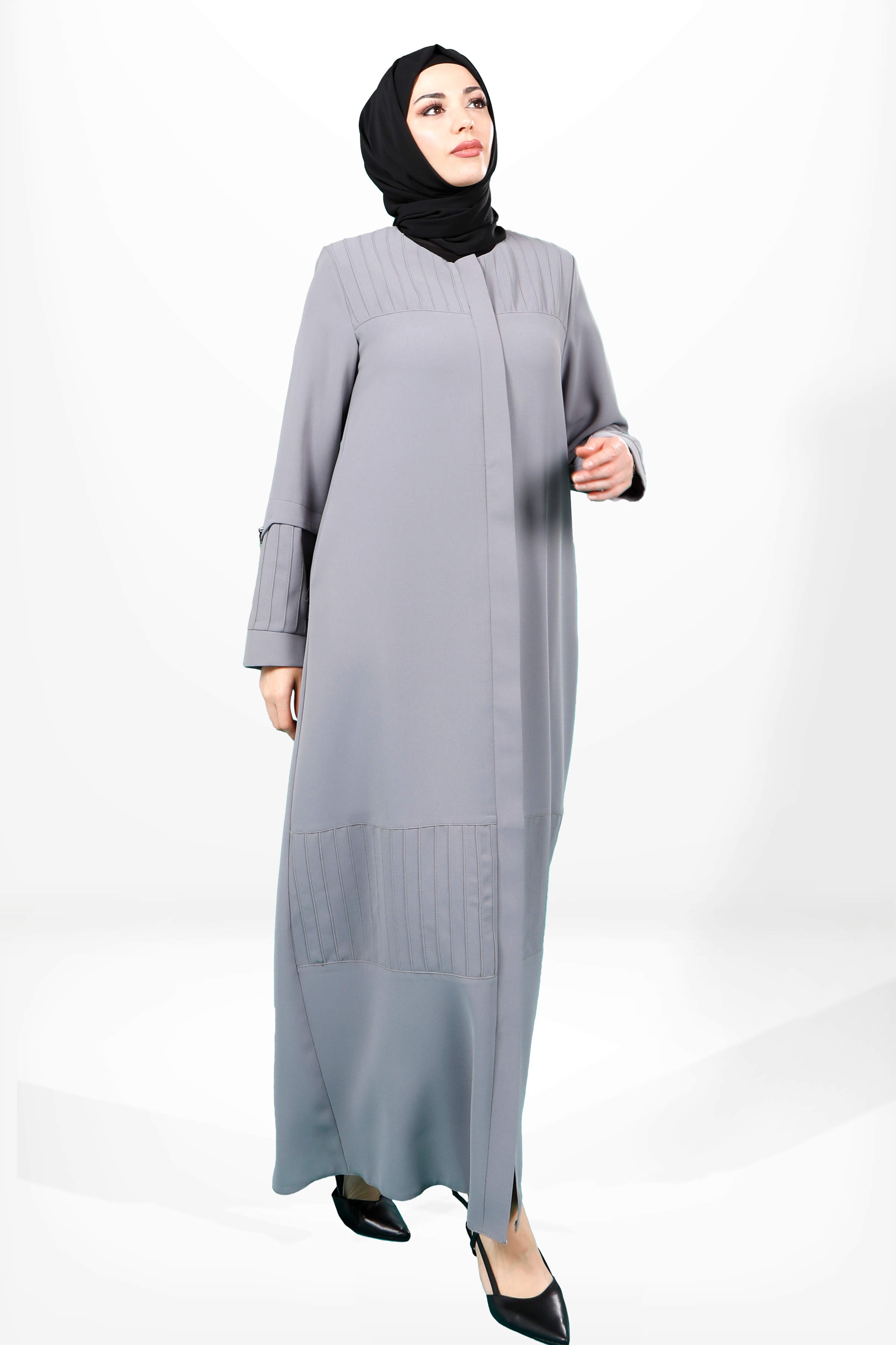 Beyza-3970 FERACE NERVÜRLÜ GRİ