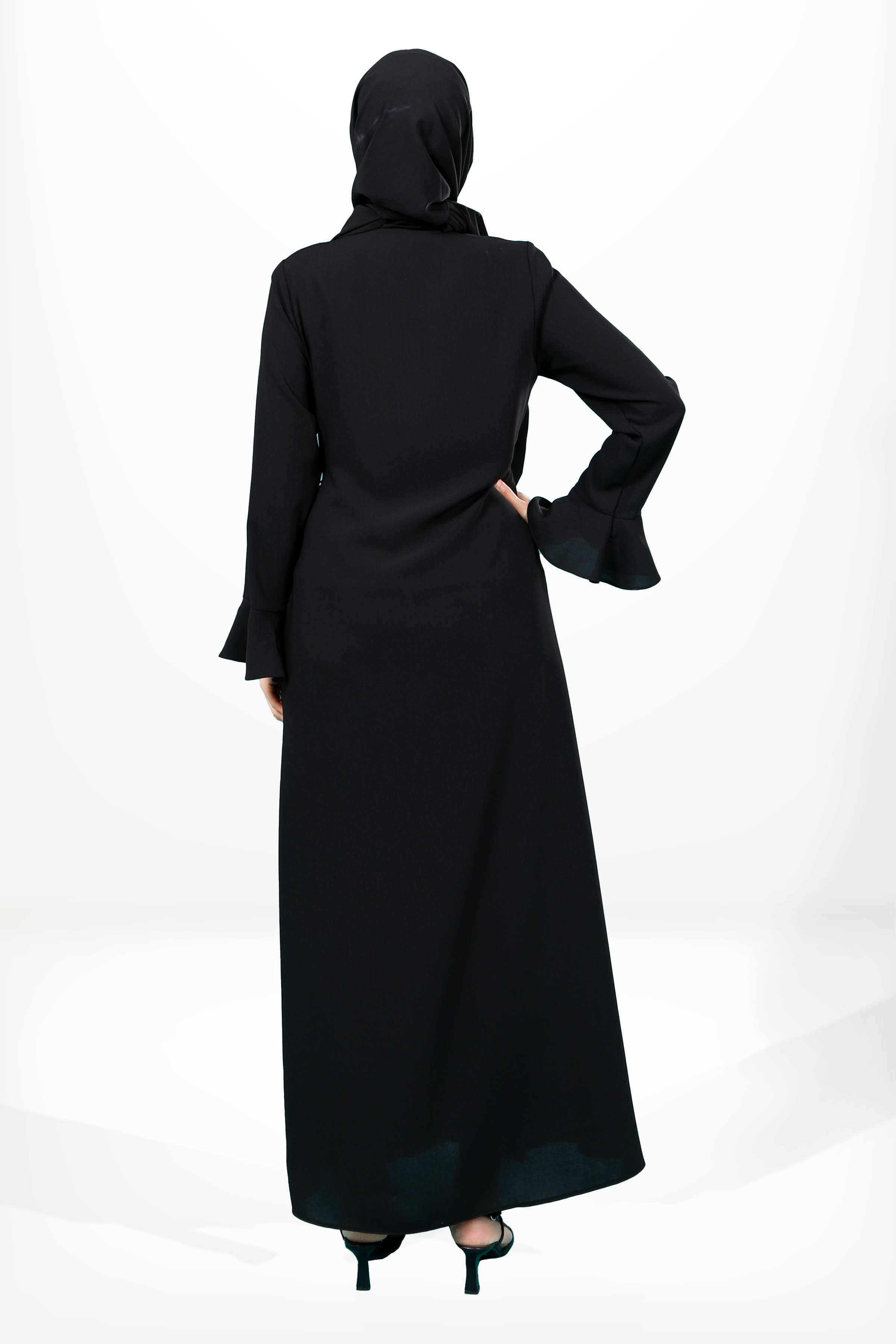 Beyza-3979 ABAYA YANDAN BAĞLAMALI SİYAH
