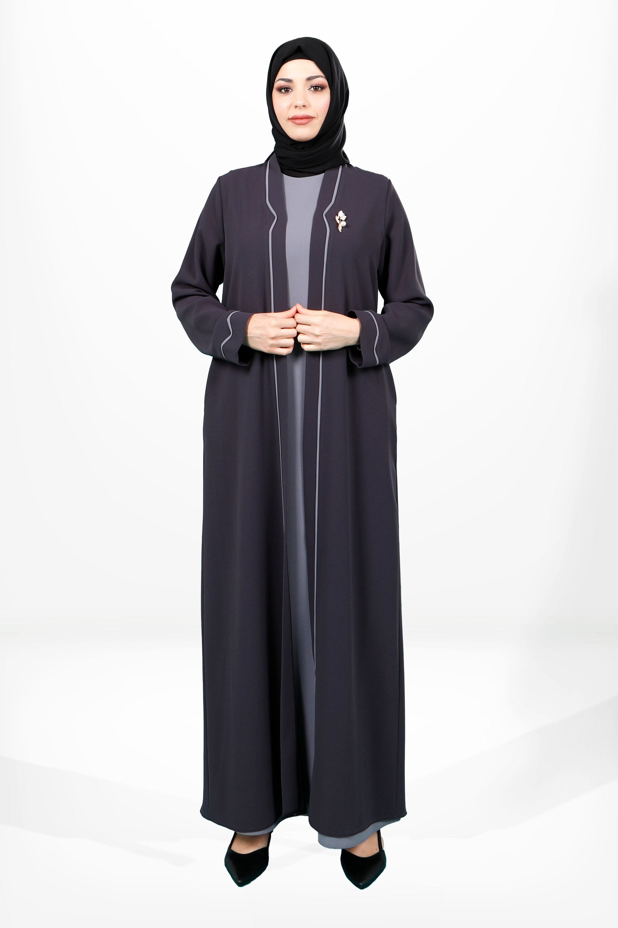 Beyza-3983 ABAYA İKİLİ TAKIM FÜME