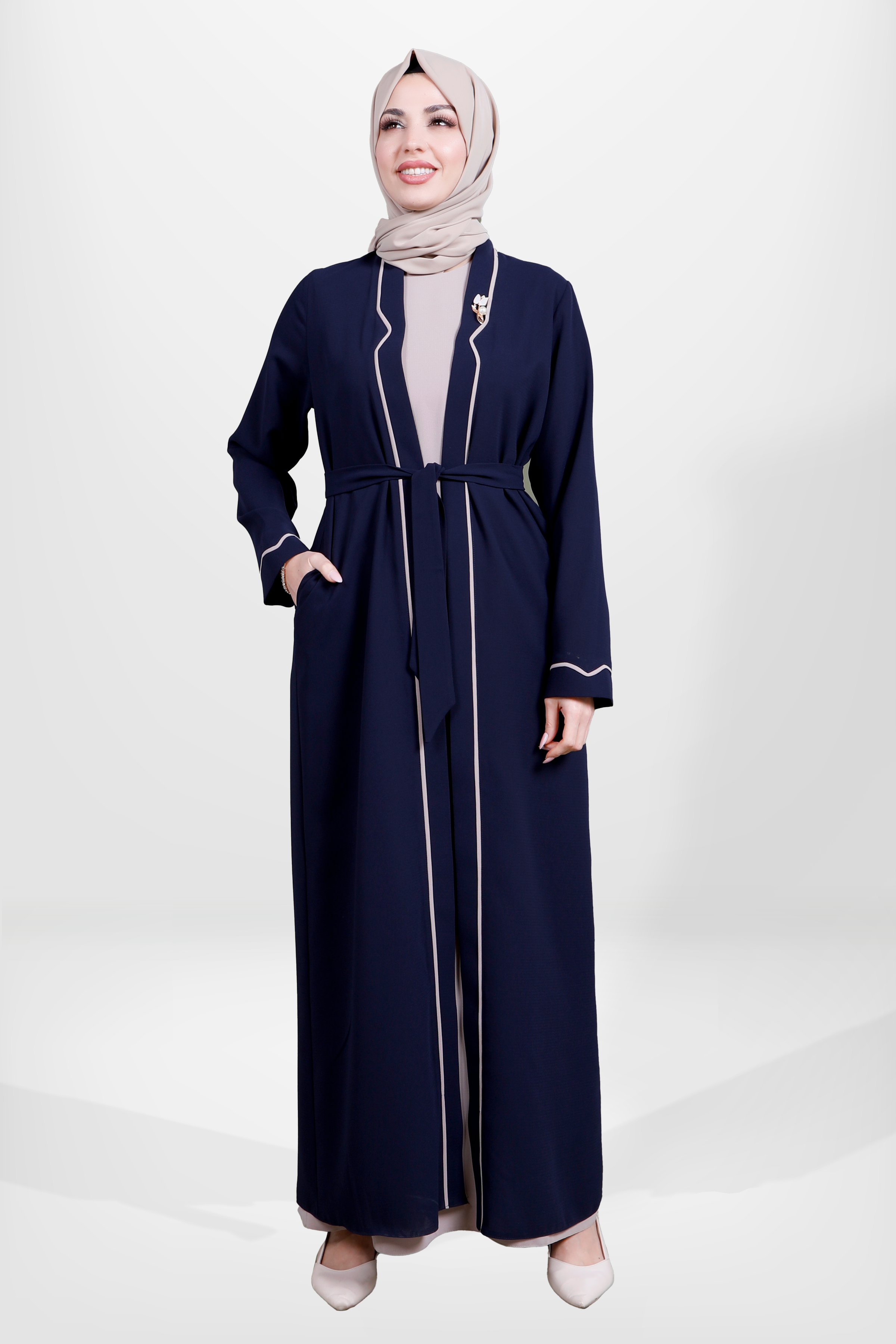 Beyza-3983 ABAYA İKİLİ TAKIM LACİVERT