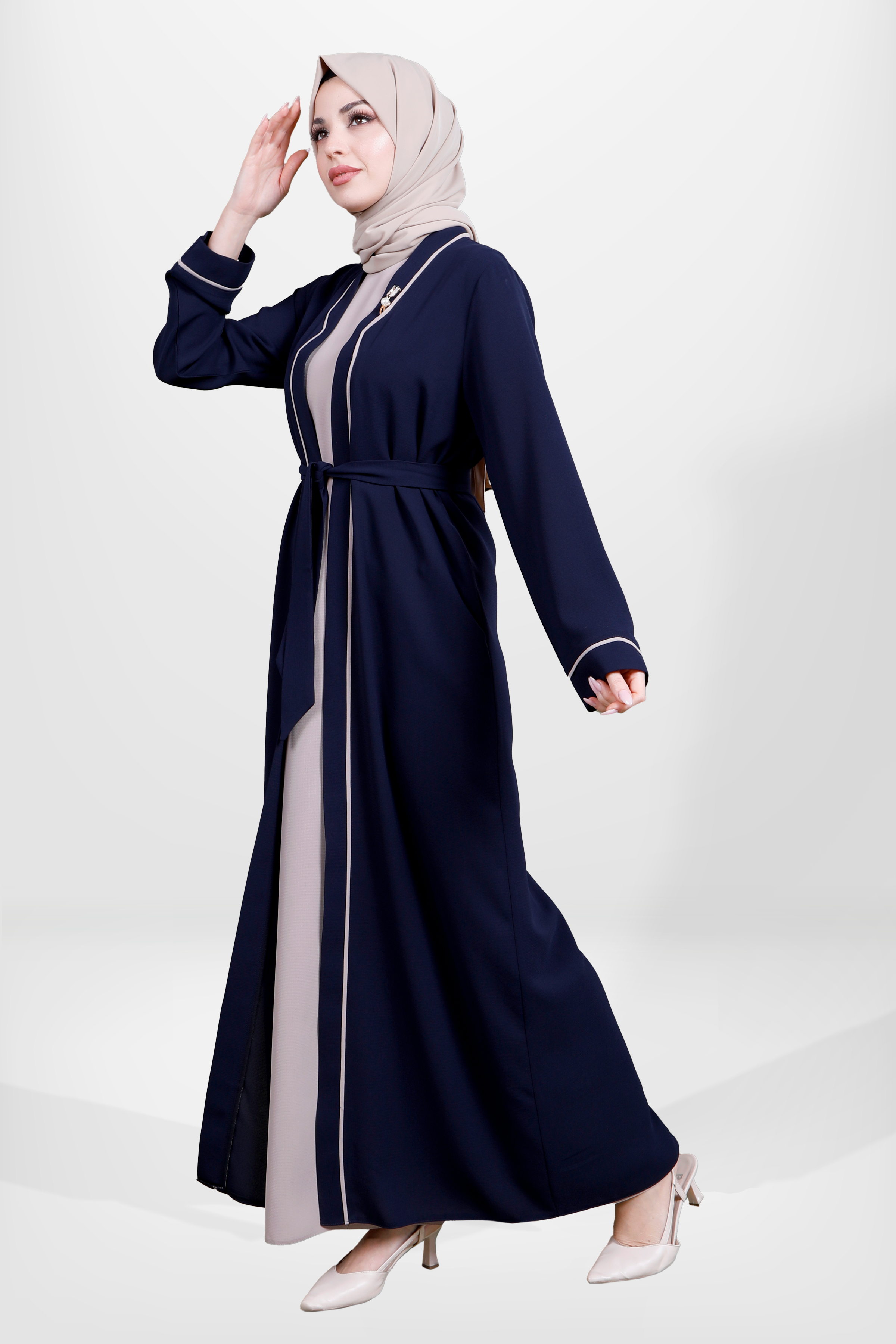 Beyza-3983 ABAYA İKİLİ TAKIM LACİVERT