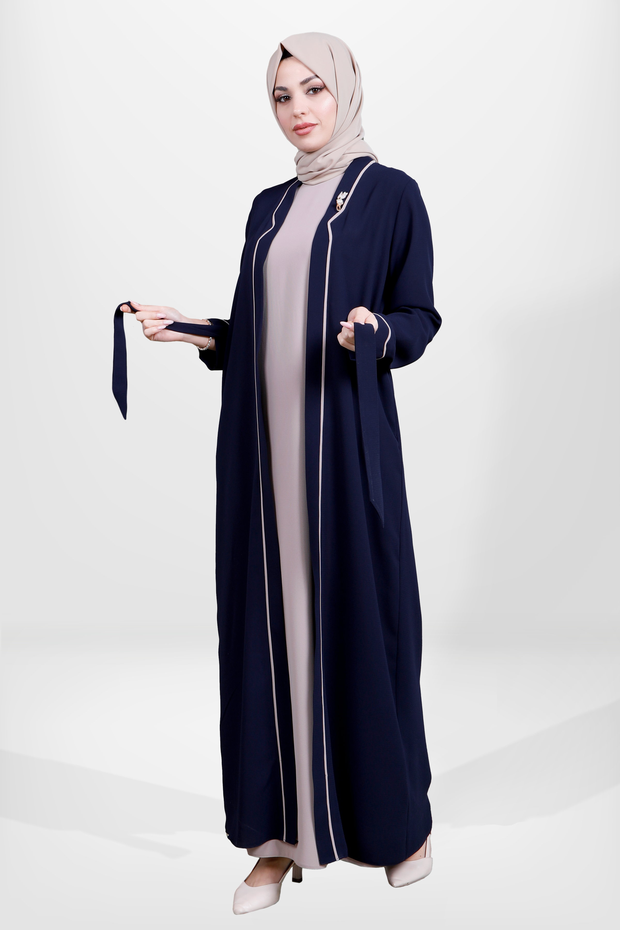 Beyza-3983 ABAYA İKİLİ TAKIM LACİVERT