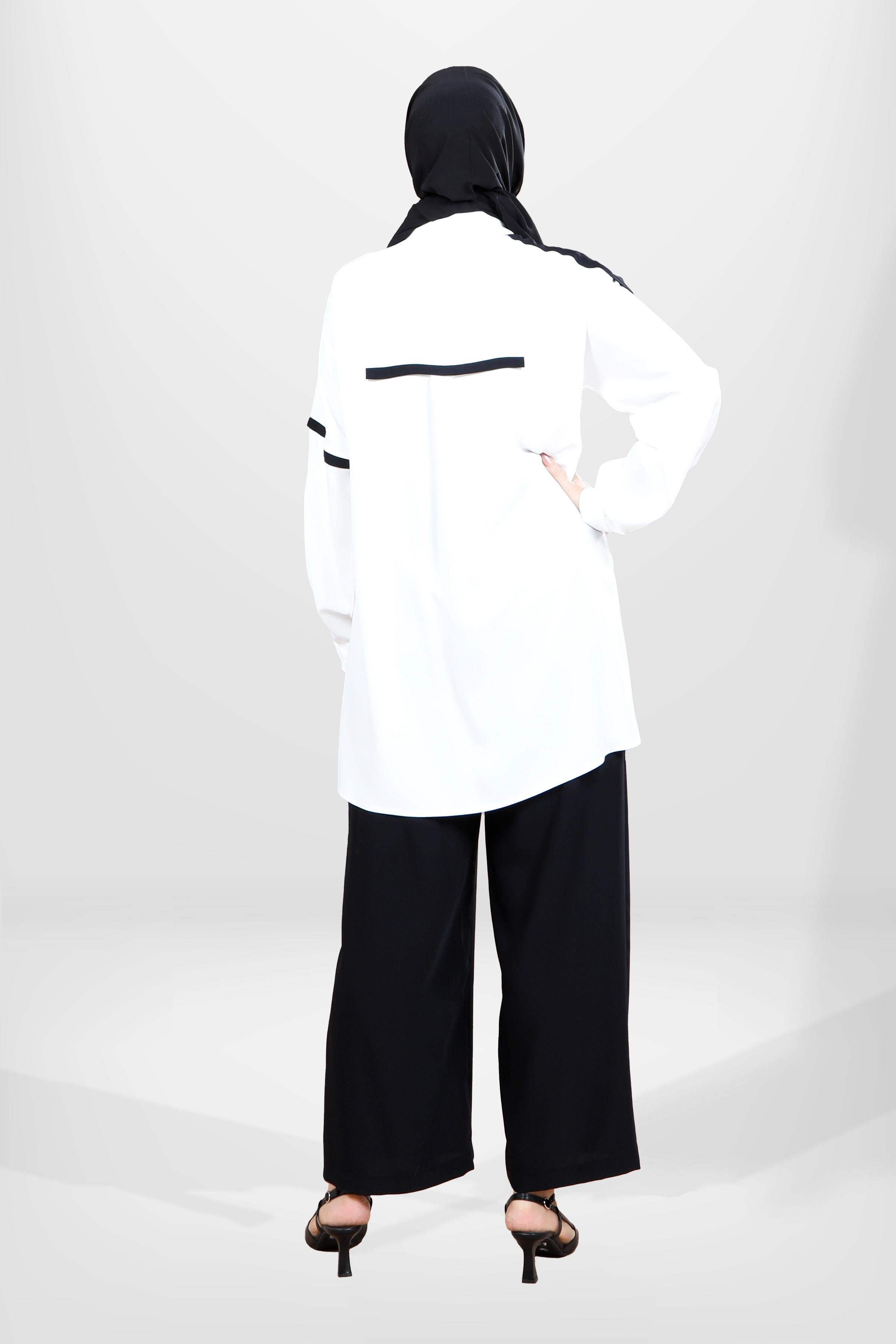 Beyza-4055 PANTOLON TUNİK EKRU/SİYAH