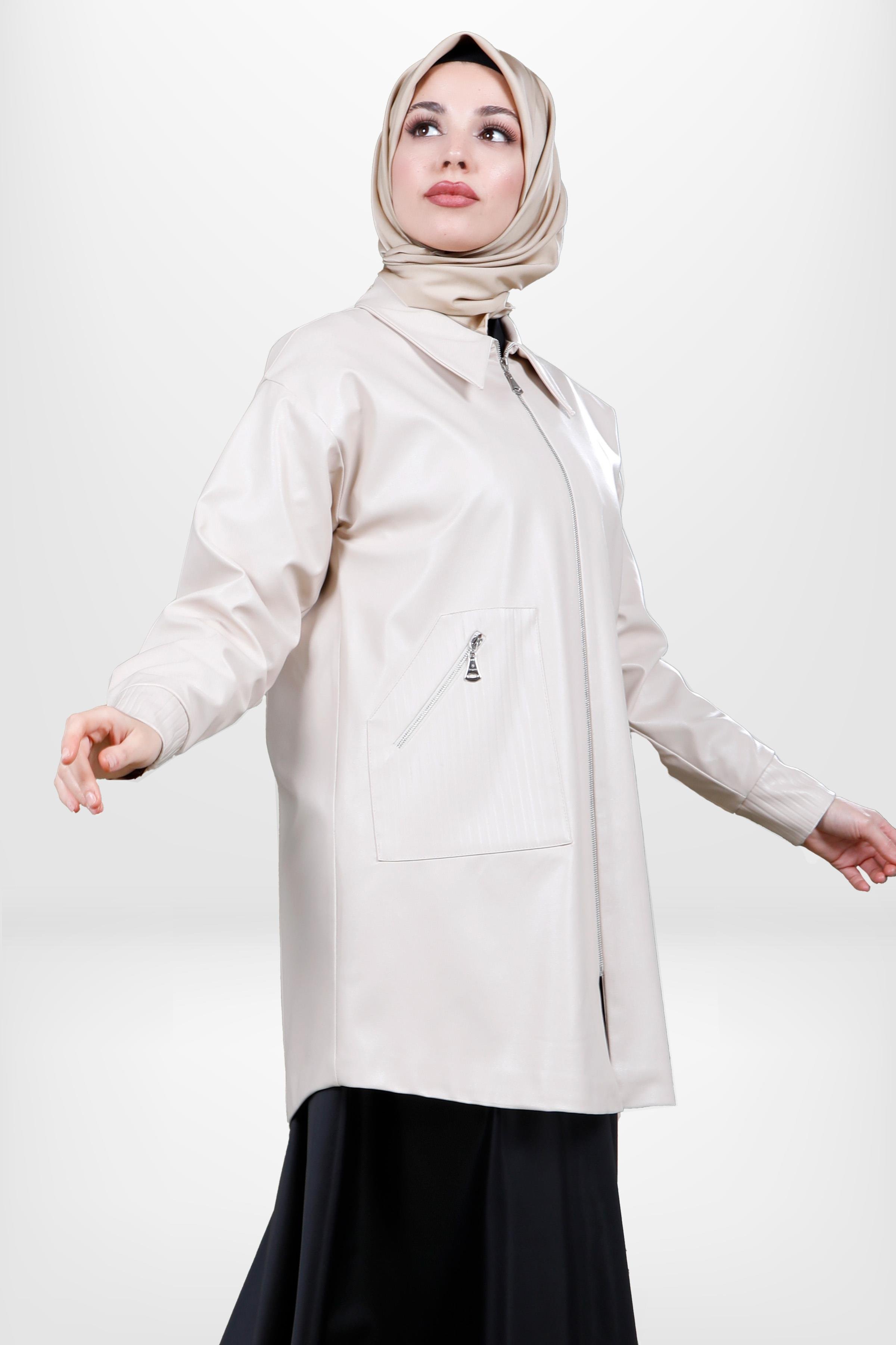 Markasız-4058 DERİ CEKET BEJ