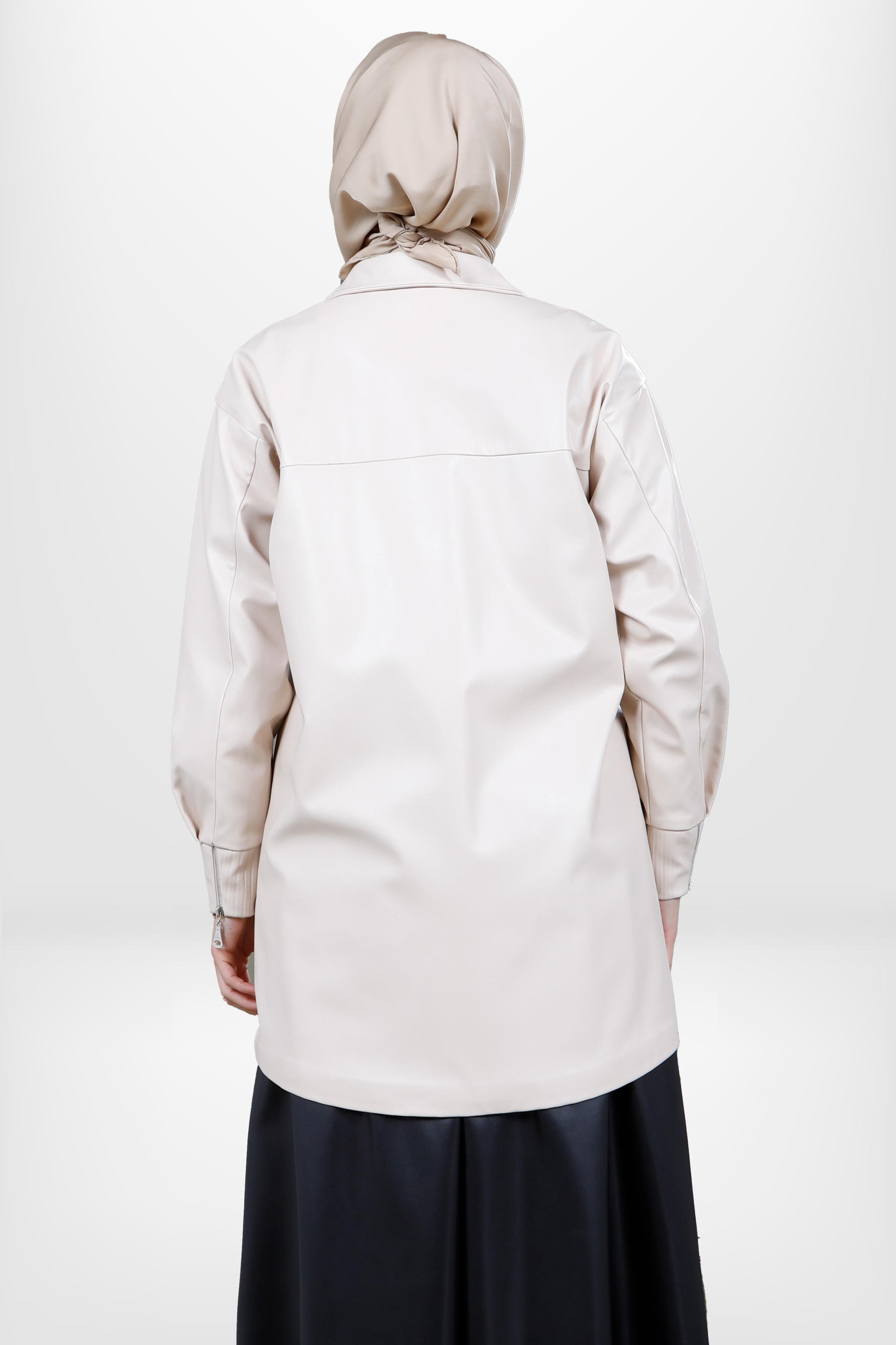 Markasız-4058 DERİ CEKET BEJ