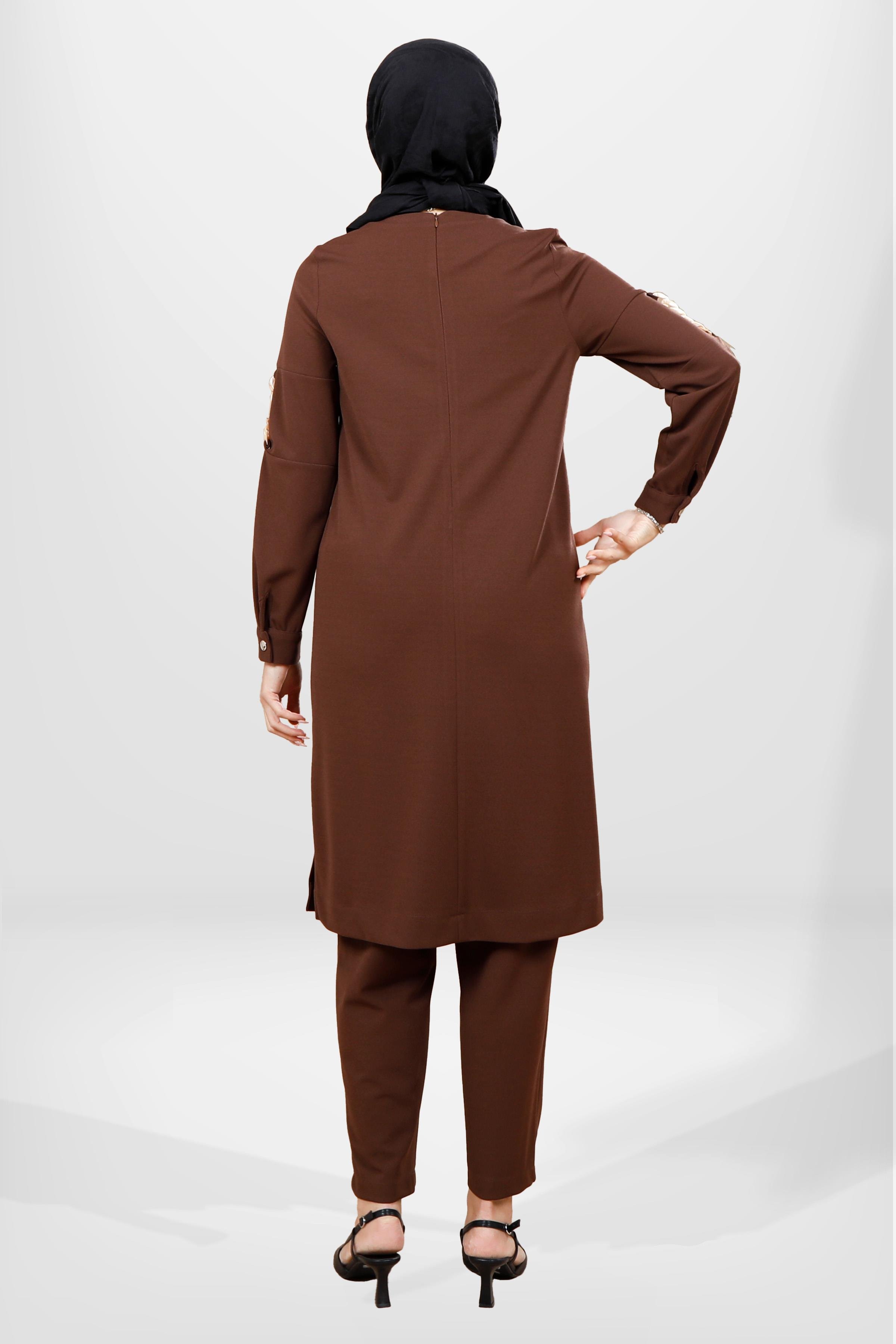 Beyza-4062 TUNİK PANTOLON 2Lİ TK KAHVE