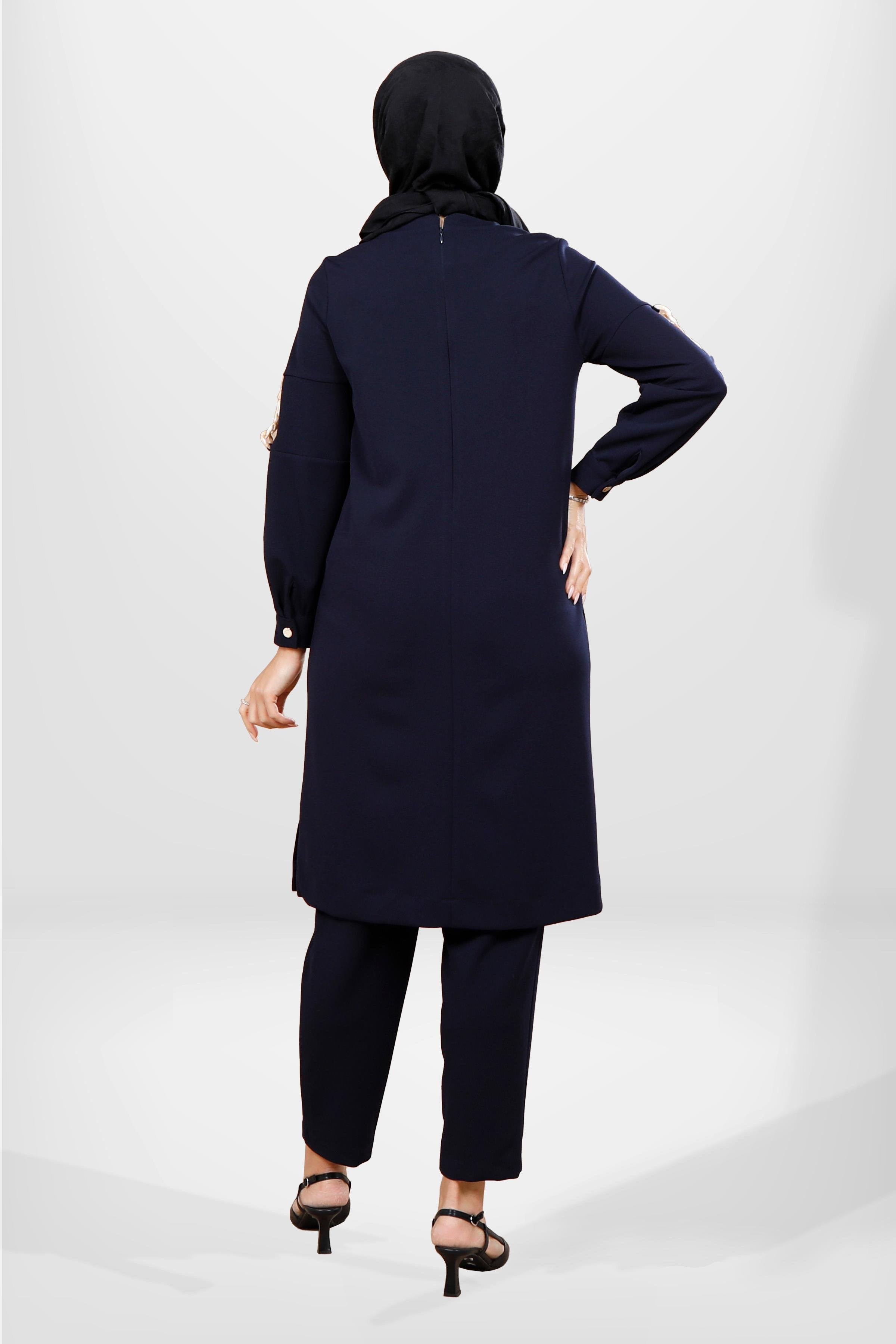 Beyza-4062 TUNİK PANTOLON 2Lİ TK LACİVERT