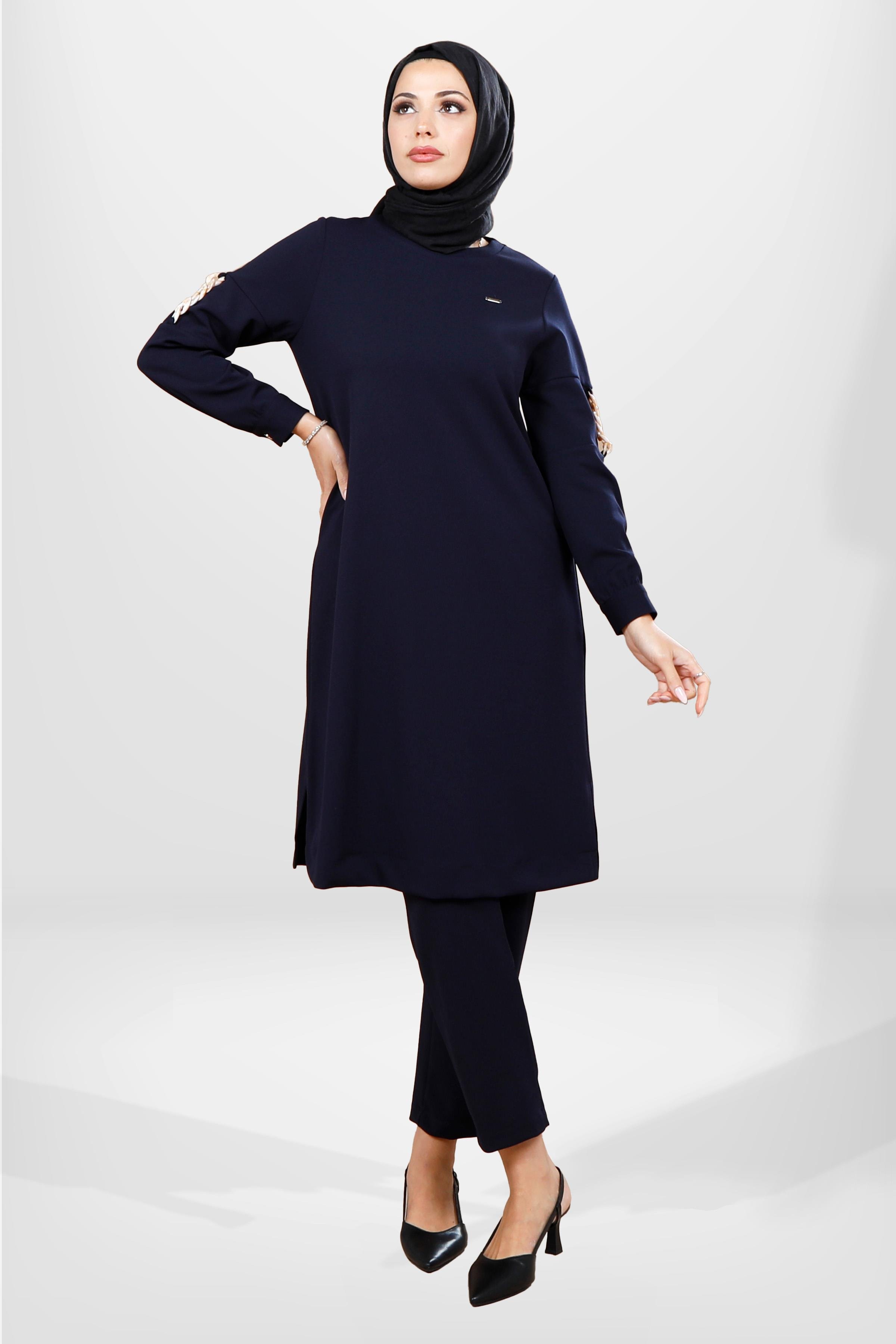 Beyza-4062 TUNİK PANTOLON 2Lİ TK LACİVERT