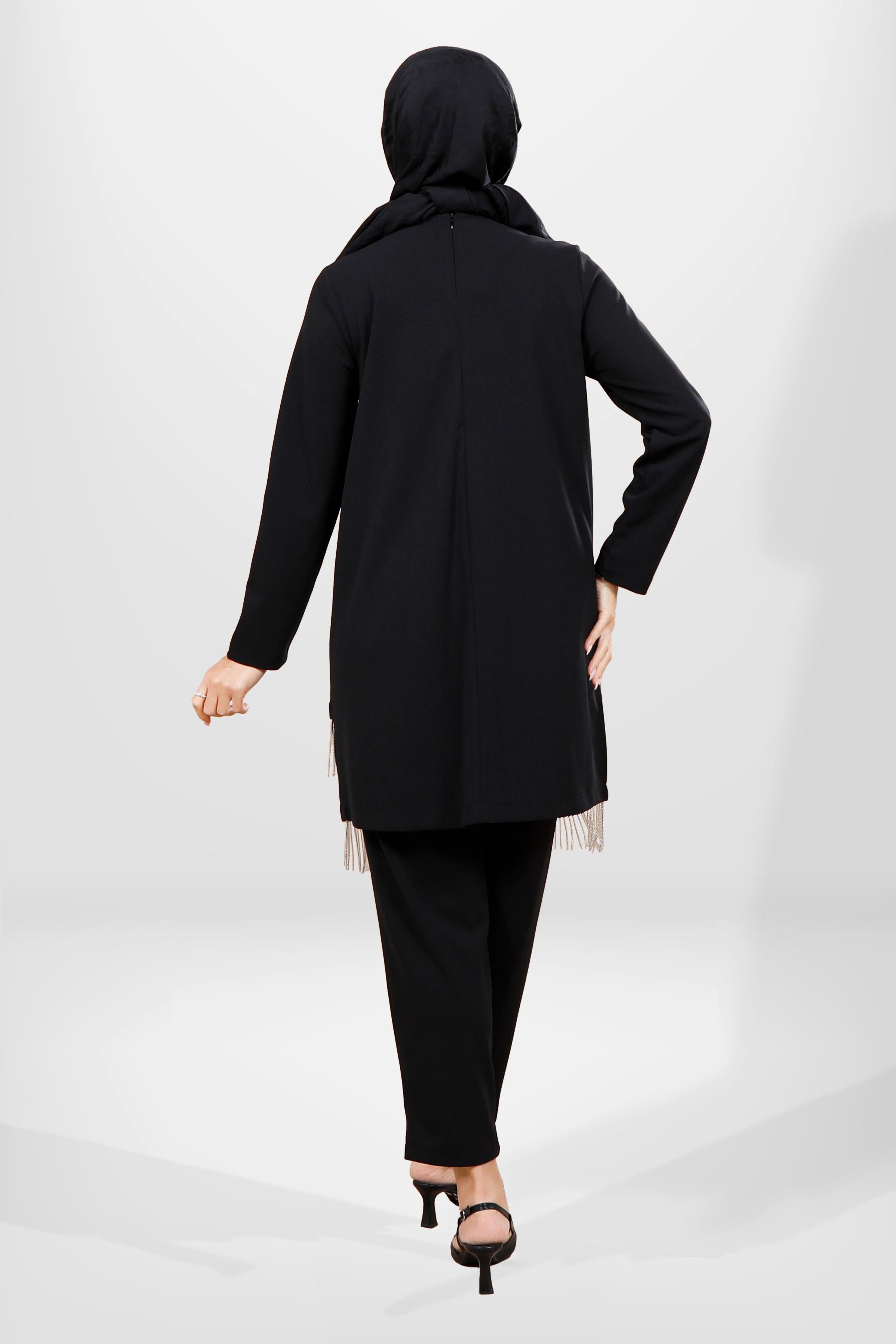 Beyza-4063 TUNİK PANTOLON 2 Lİ TK SİYAH