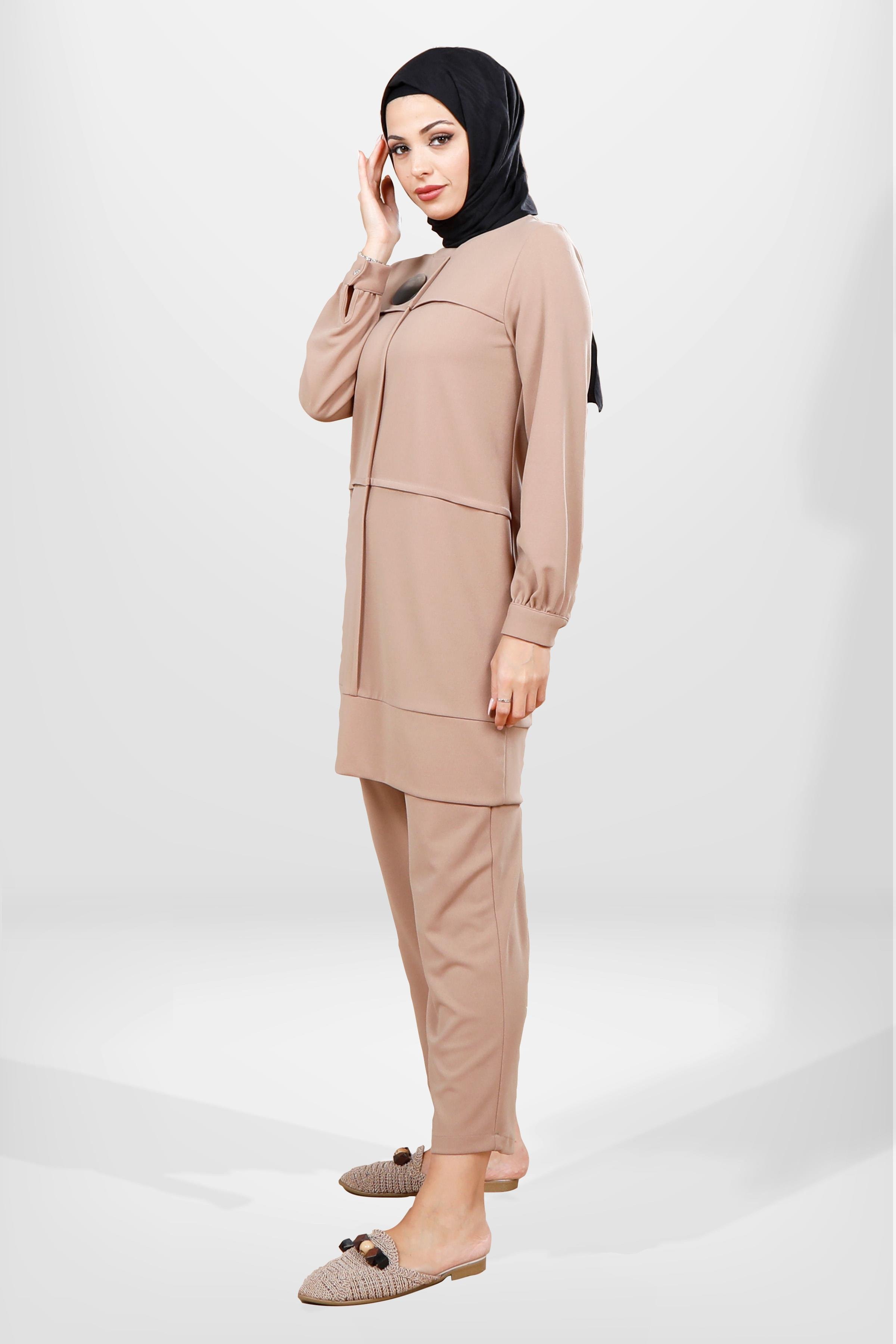 Beyza-4064 TUNİK PANTOLON 2 Lİ TK SÜTLÜ KAHVE